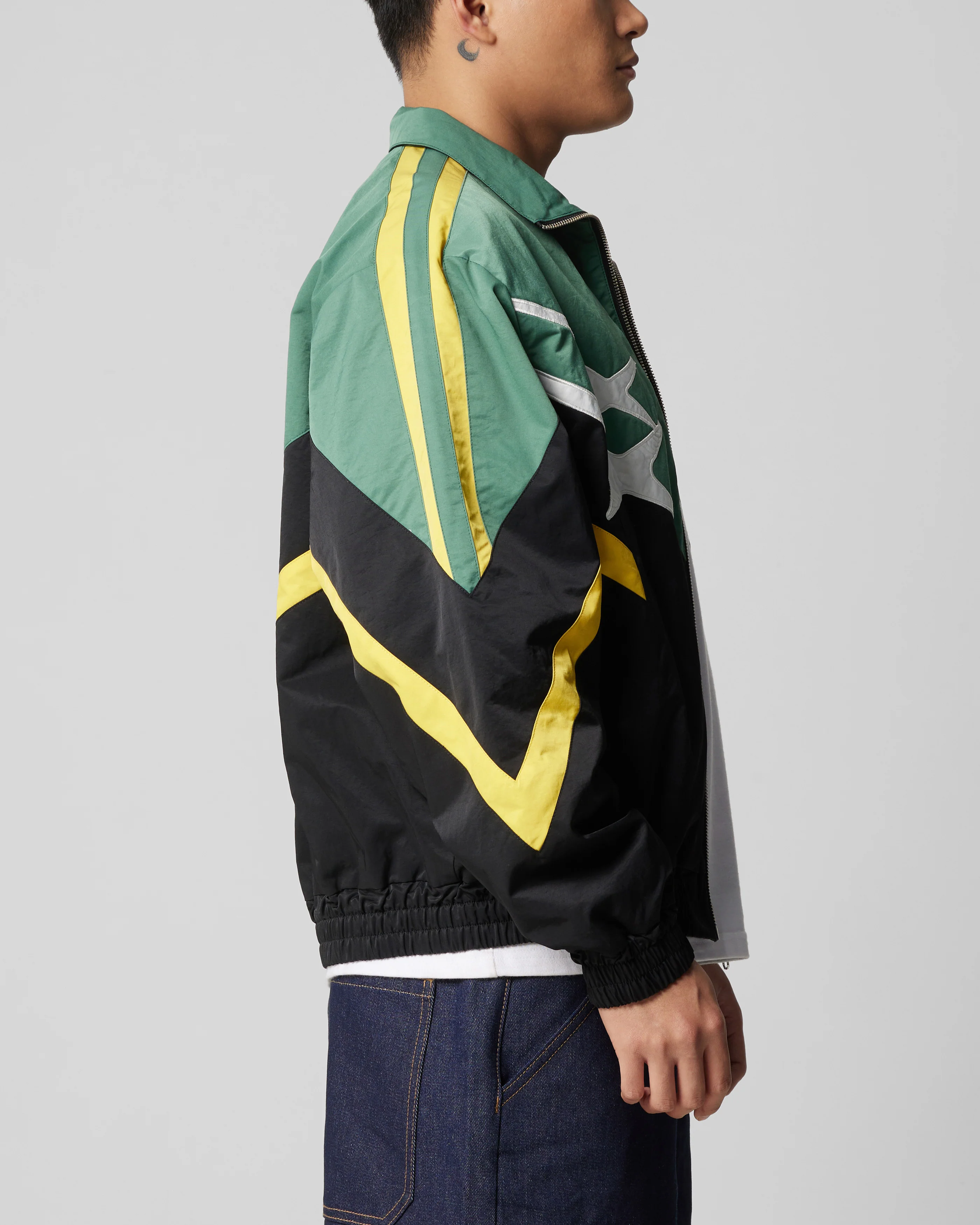 Loiter Hybrid Track Jacket Green/Yellow - Image 5