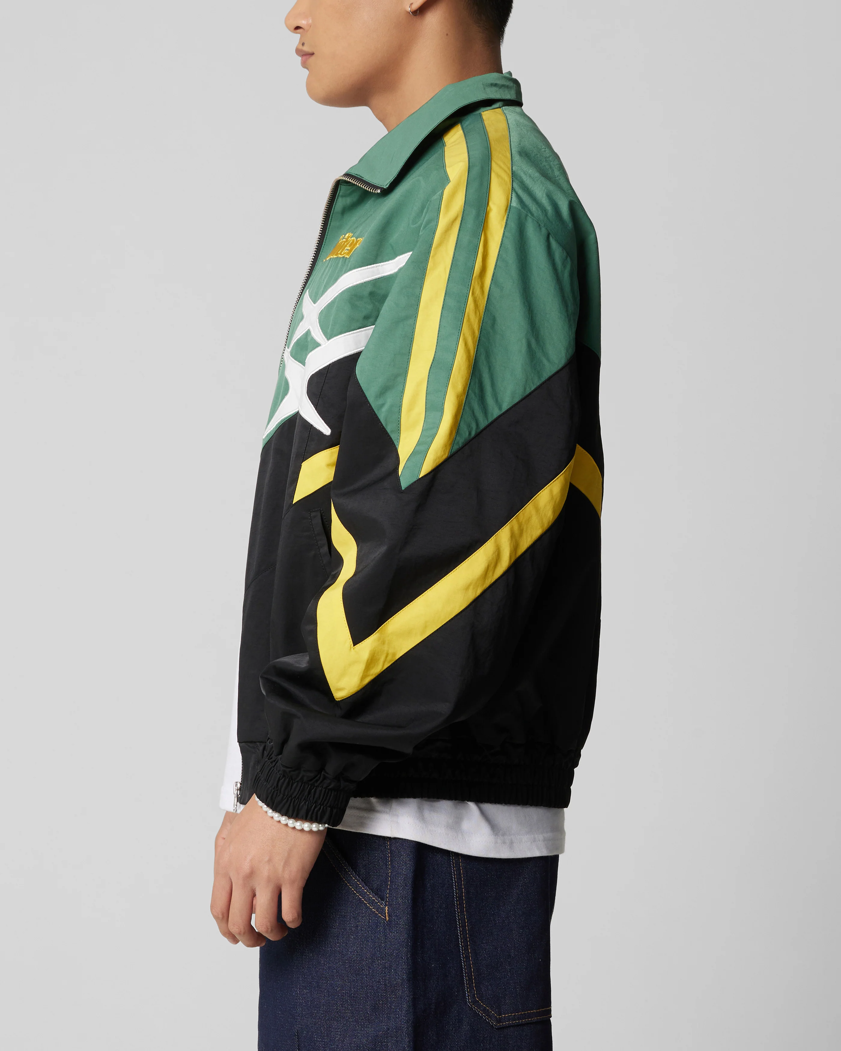Loiter Hybrid Track Jacket Green/Yellow - Image 6