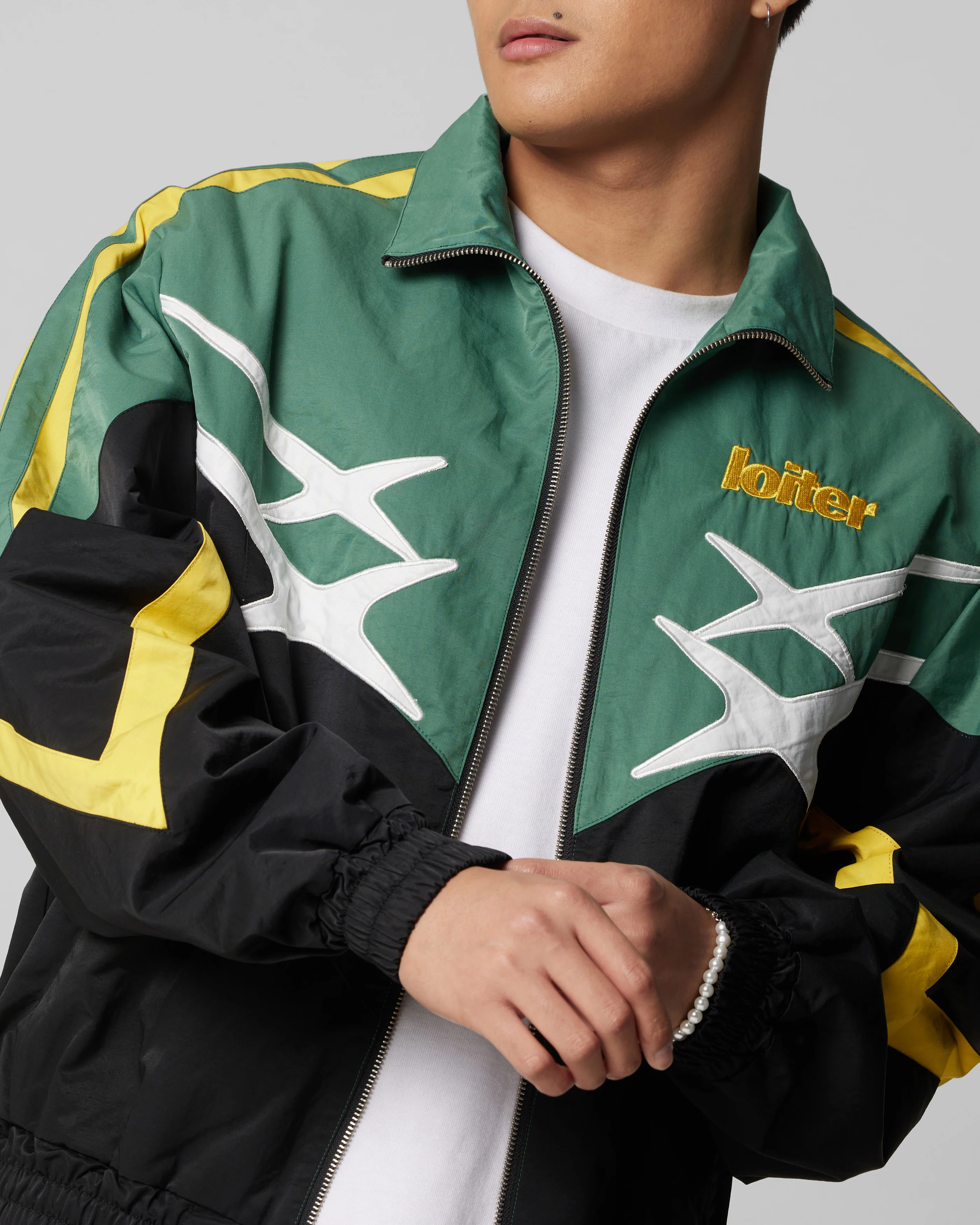 Loiter Hybrid Track Jacket Green/Yellow - Image 7