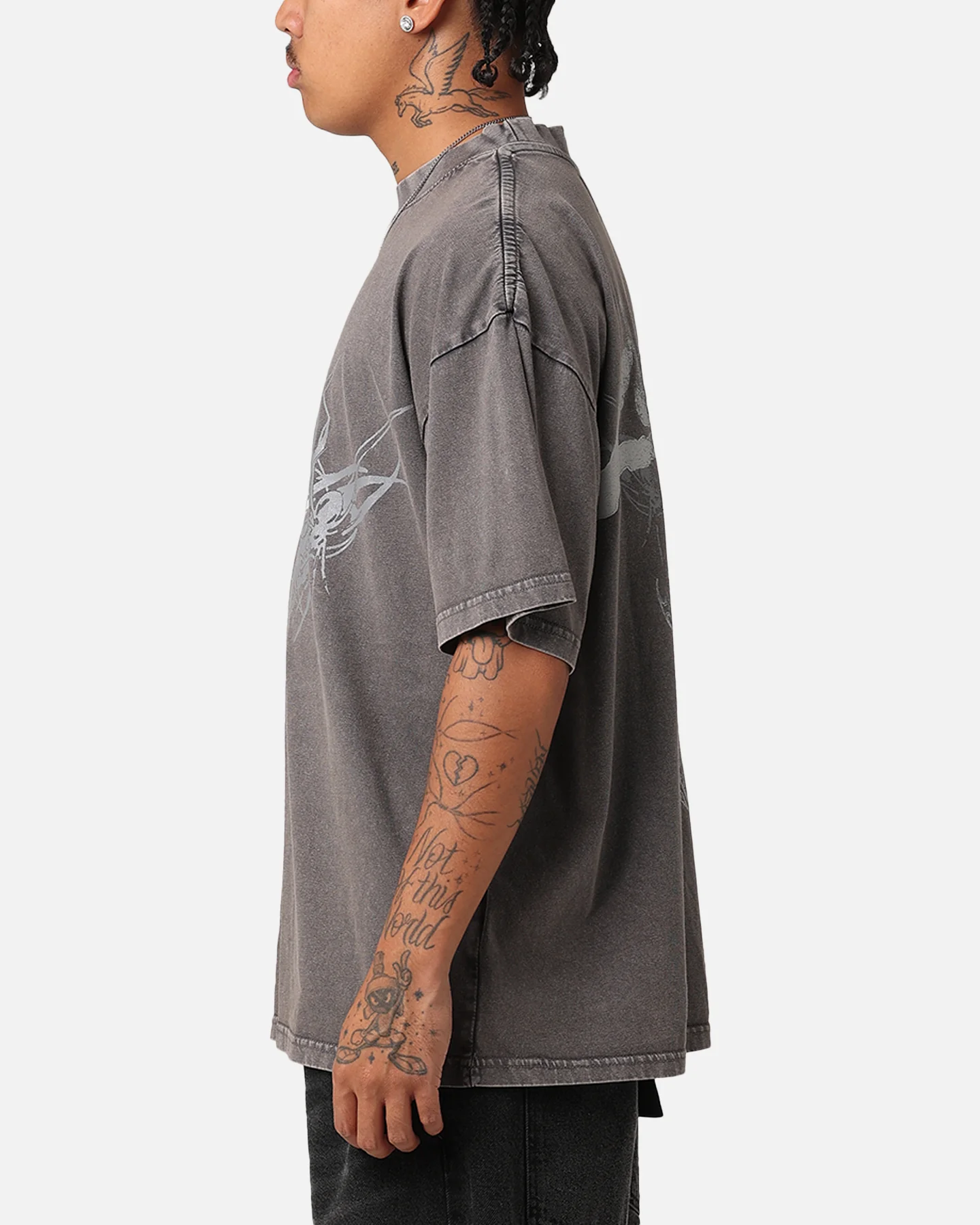 Loiter Lotus Oversized T-Shirt Charcoal Grey - Image 7