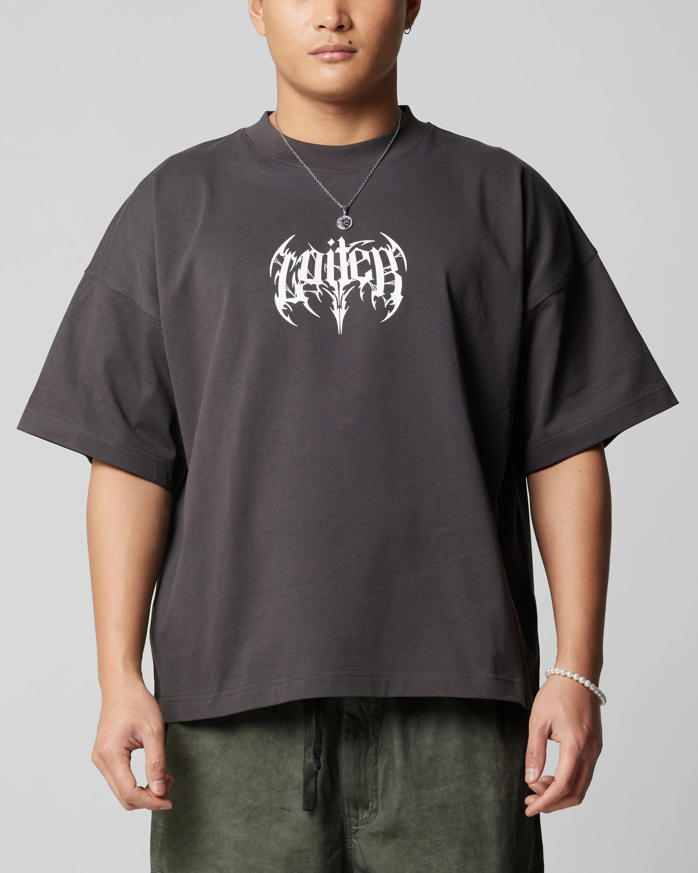 Loiter Metal Boxy T-Shirt Charcoal - Image 2
