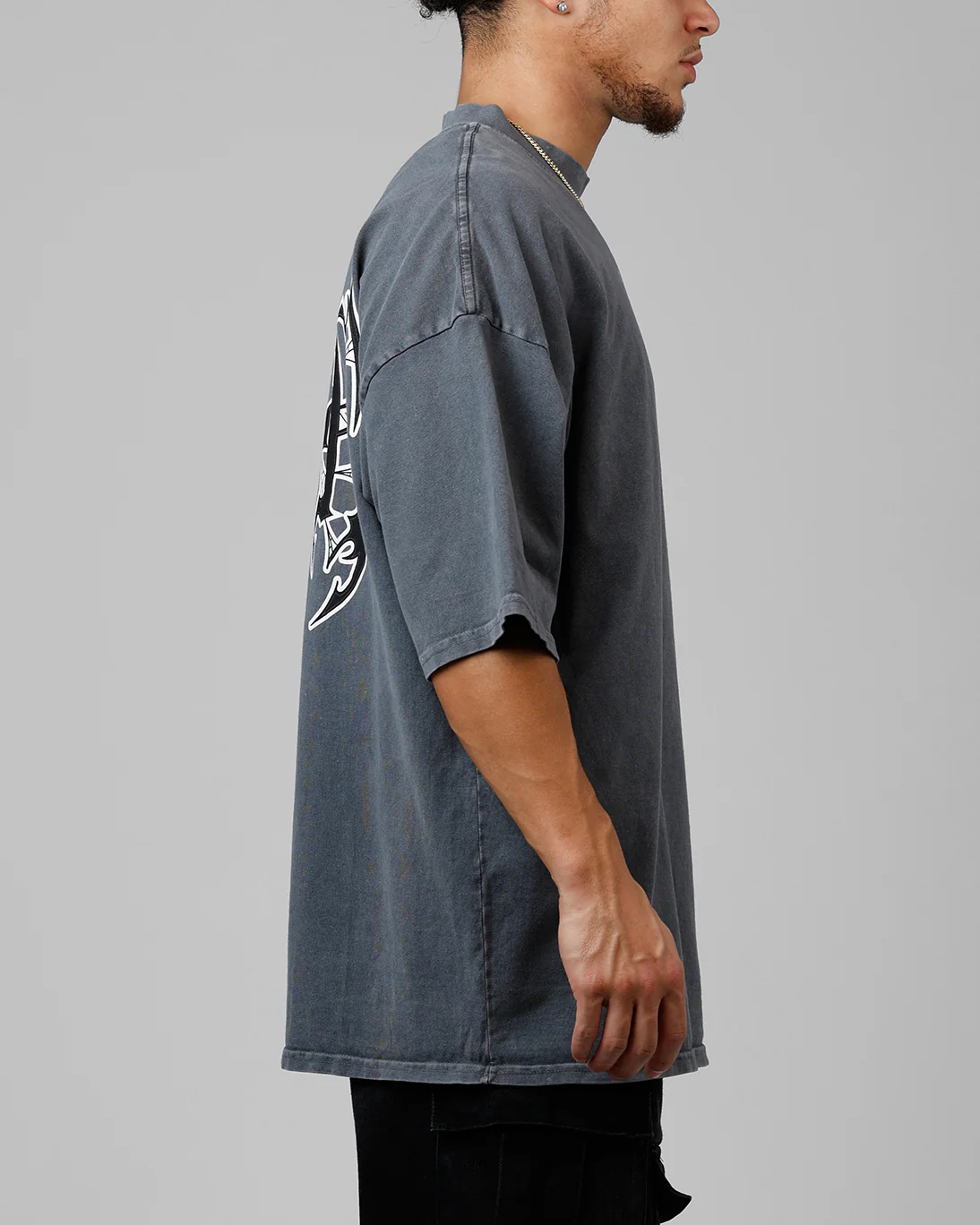 Loiter Metal Mock T-Shirt Charcoal - Image 4