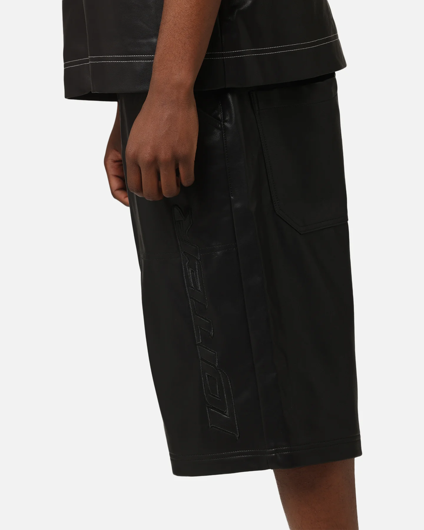 Loiter Motor PU Leather Shorts Black - Image 3
