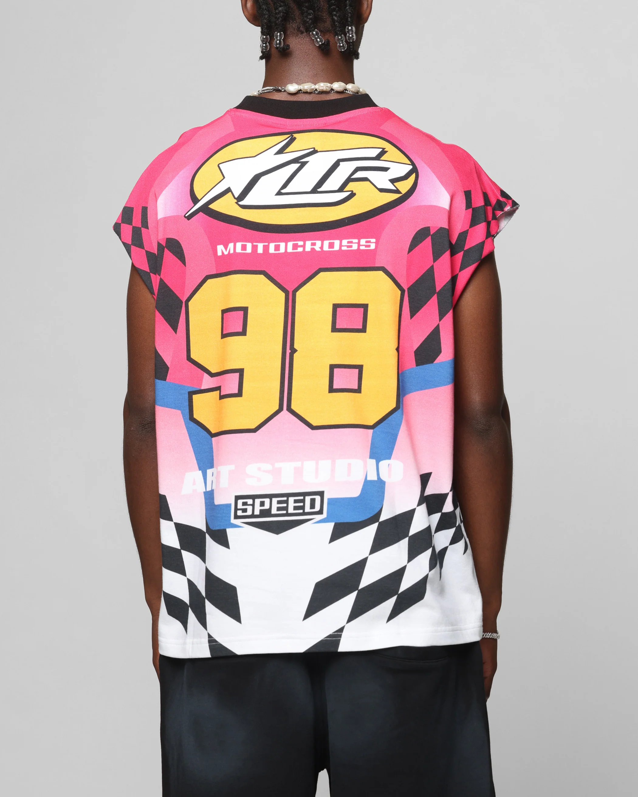 Loiter Motorsport Muscle T-Shirt Pink/Multi-Coloured - Image 2