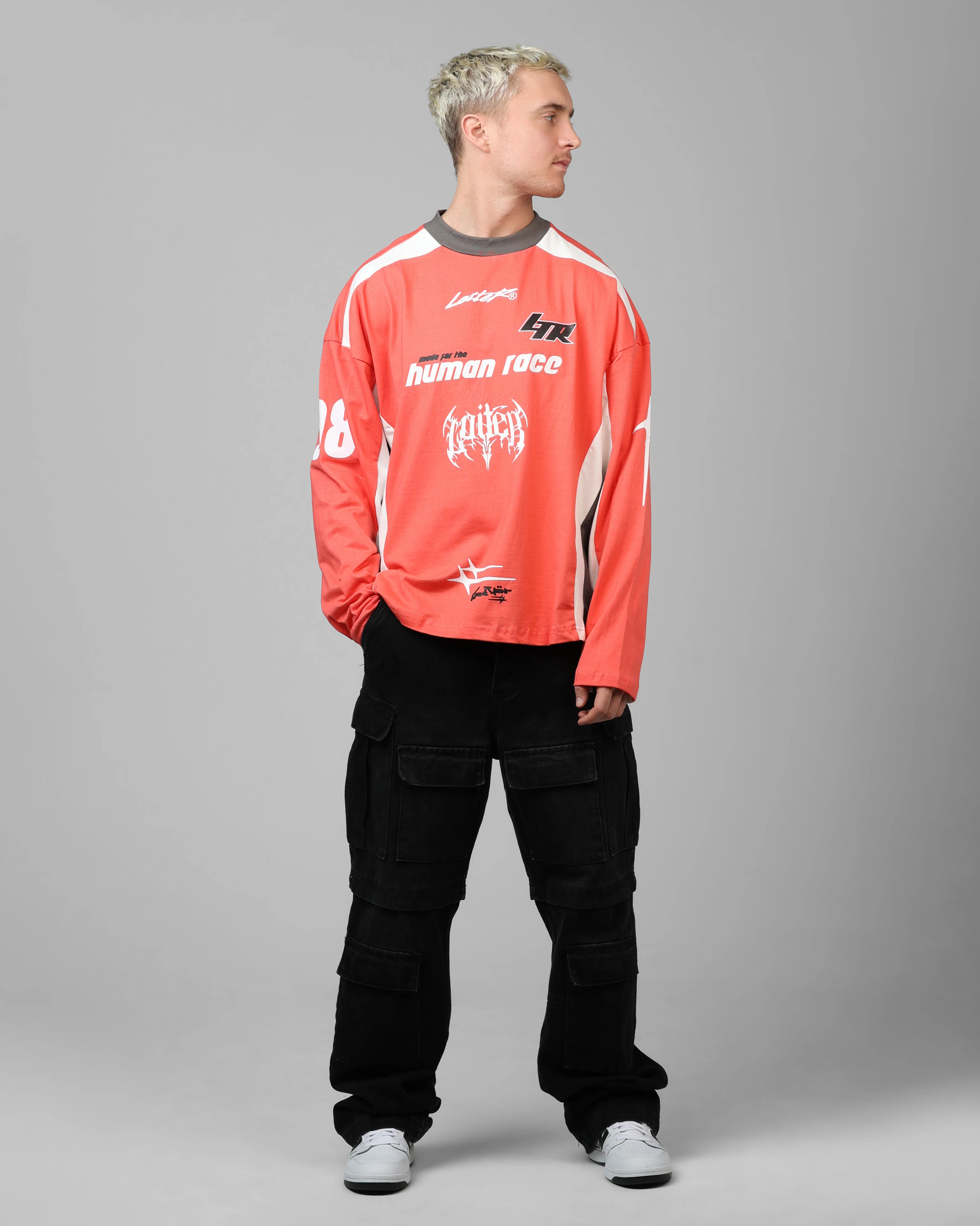 Loiter Night Crawler Long Sleeve T-Shirt Red/Black - Image 3