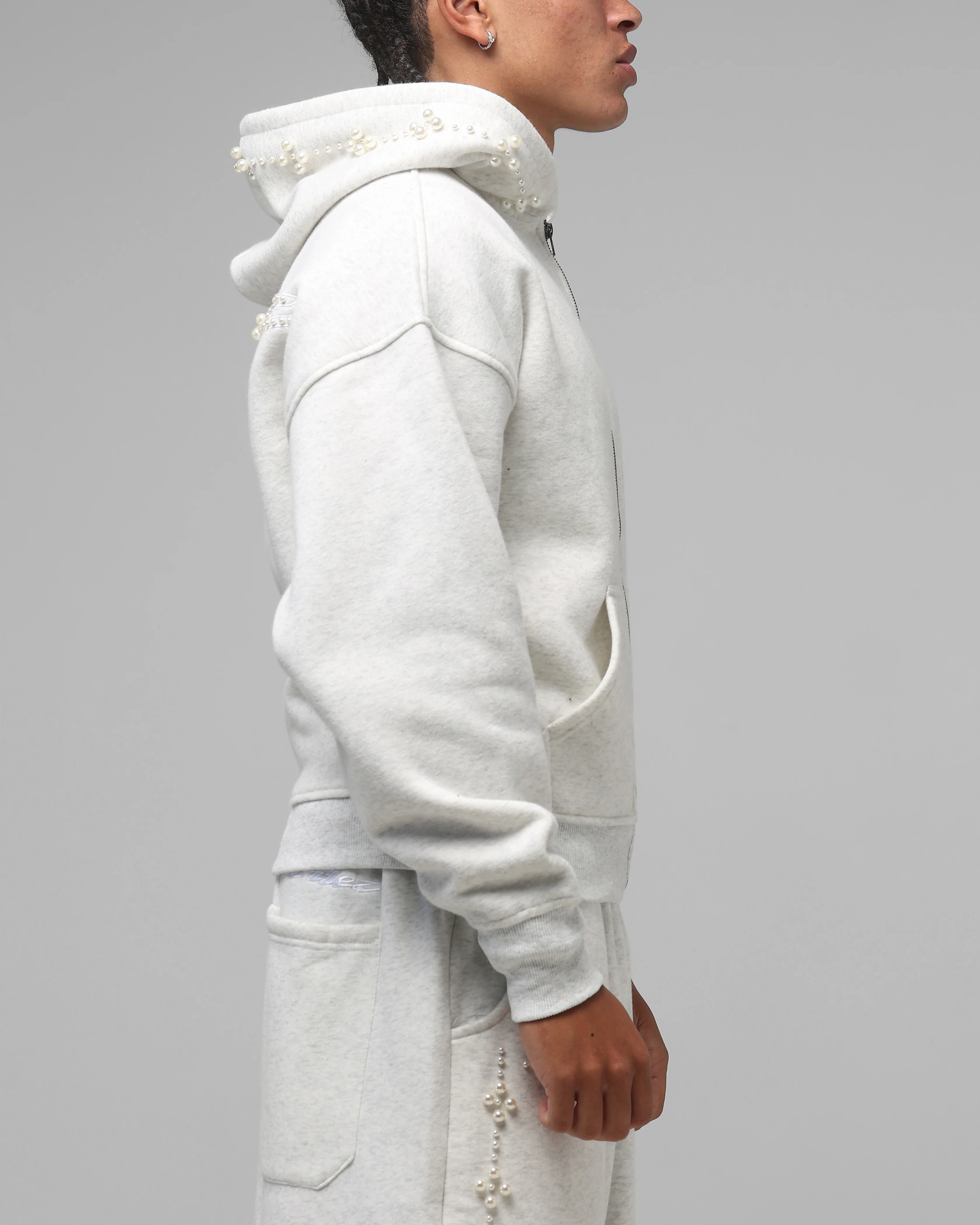 Loiter Pearl Zip Hoodie Off White - Image 5