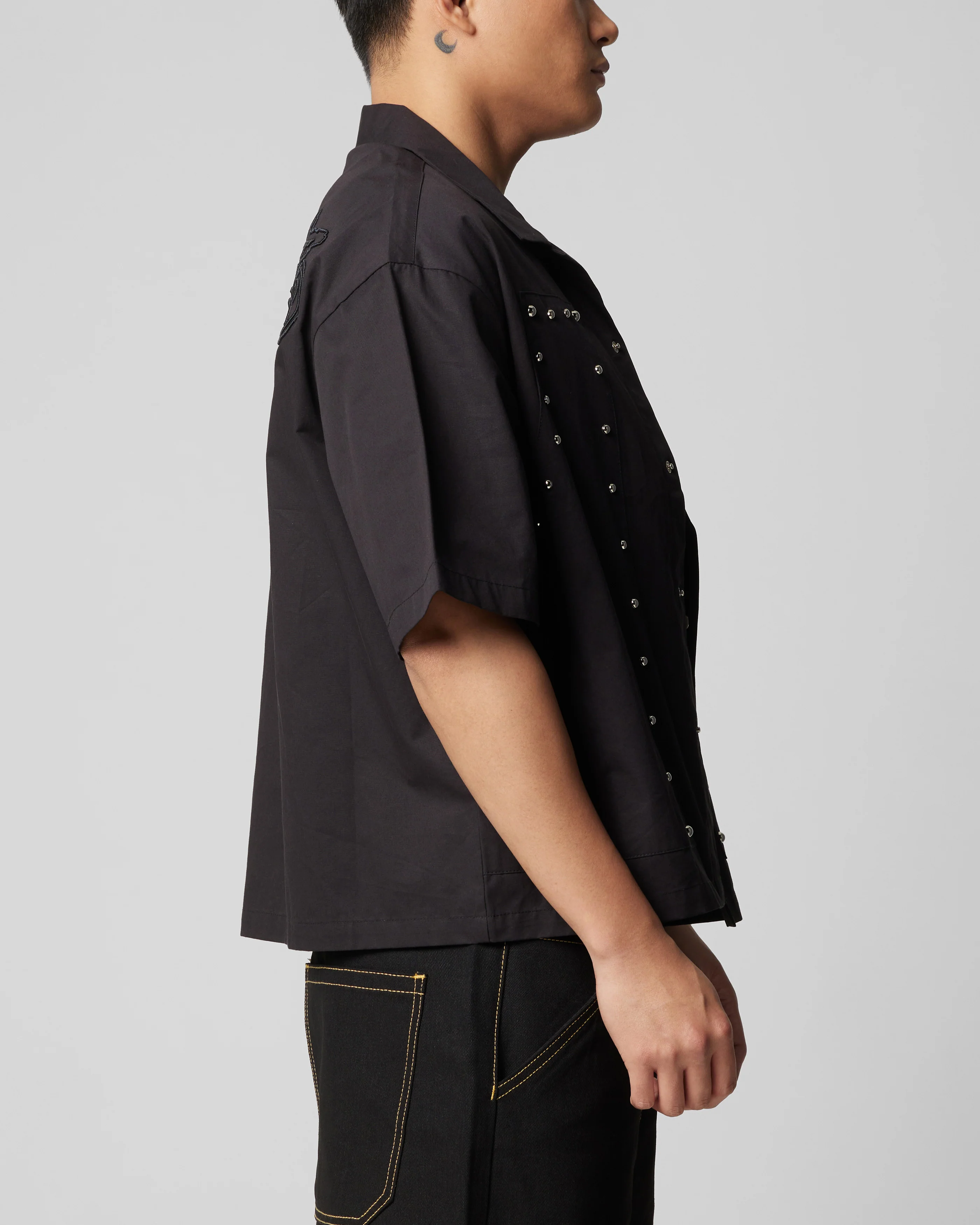 Loiter Riot Button Up Shirt Black - Image 5
