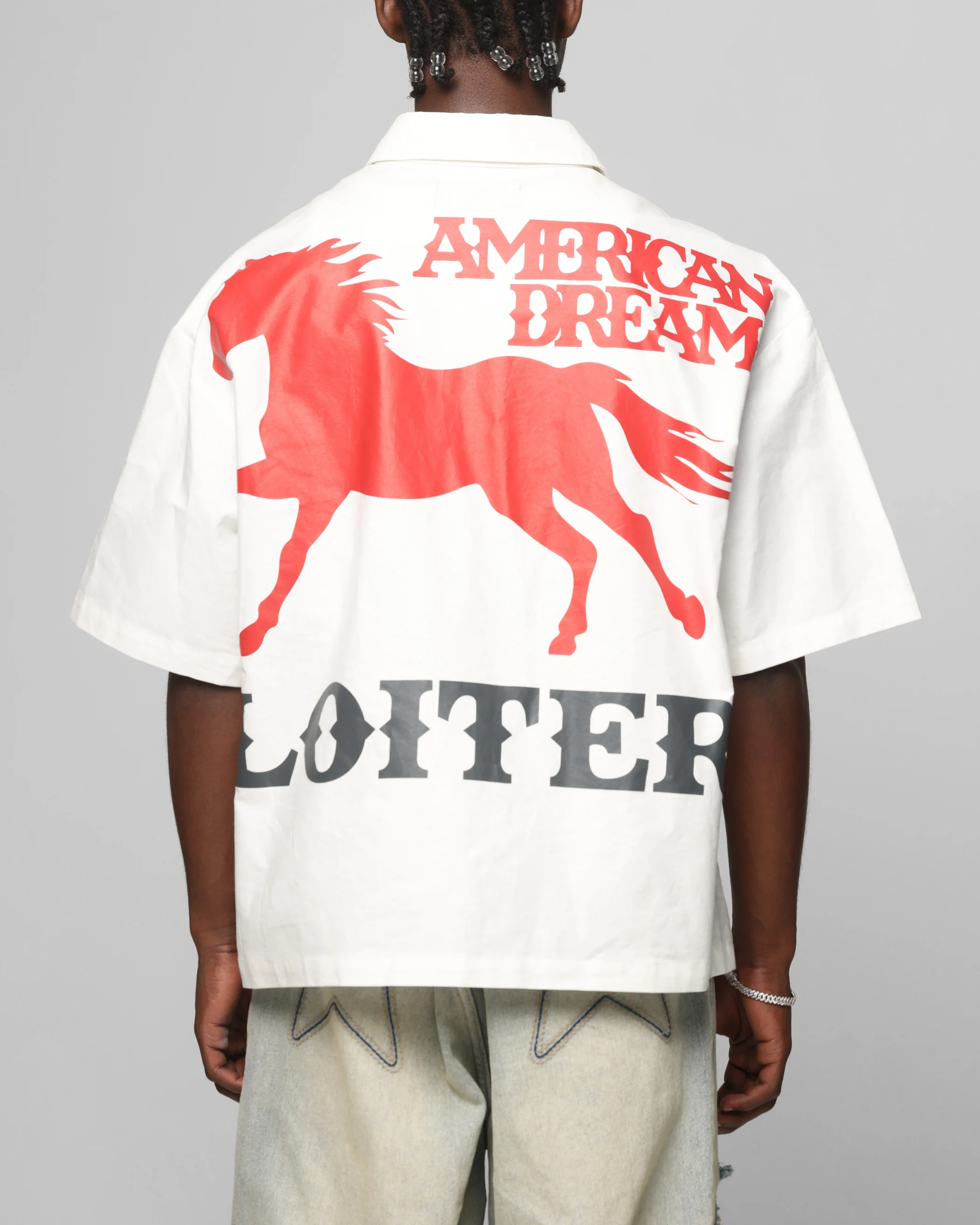 Loiter Rodeo Zip Up Shirt Off White - Image 2