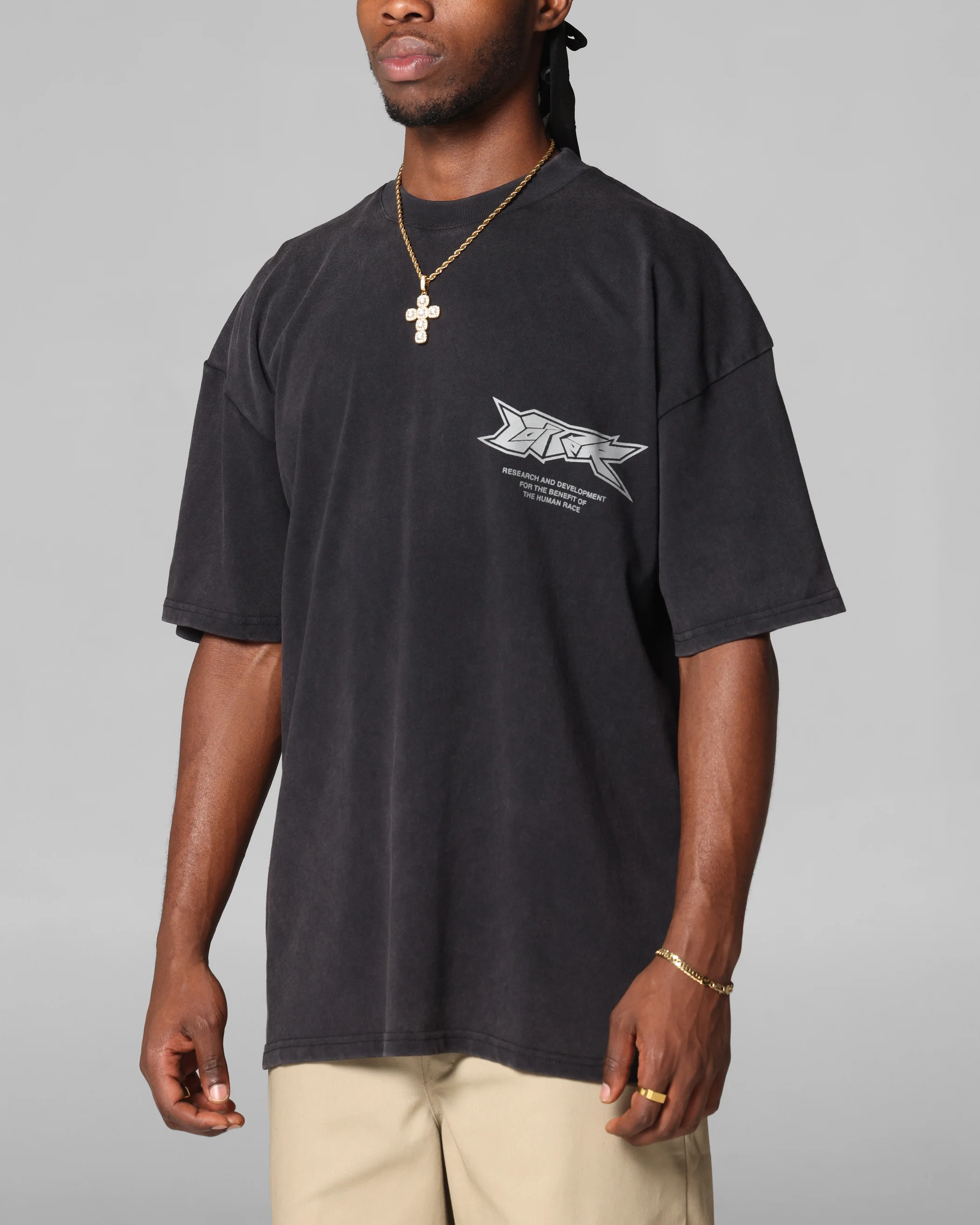 Loiter Runway T-Shirt Black Acidwash - Image 2