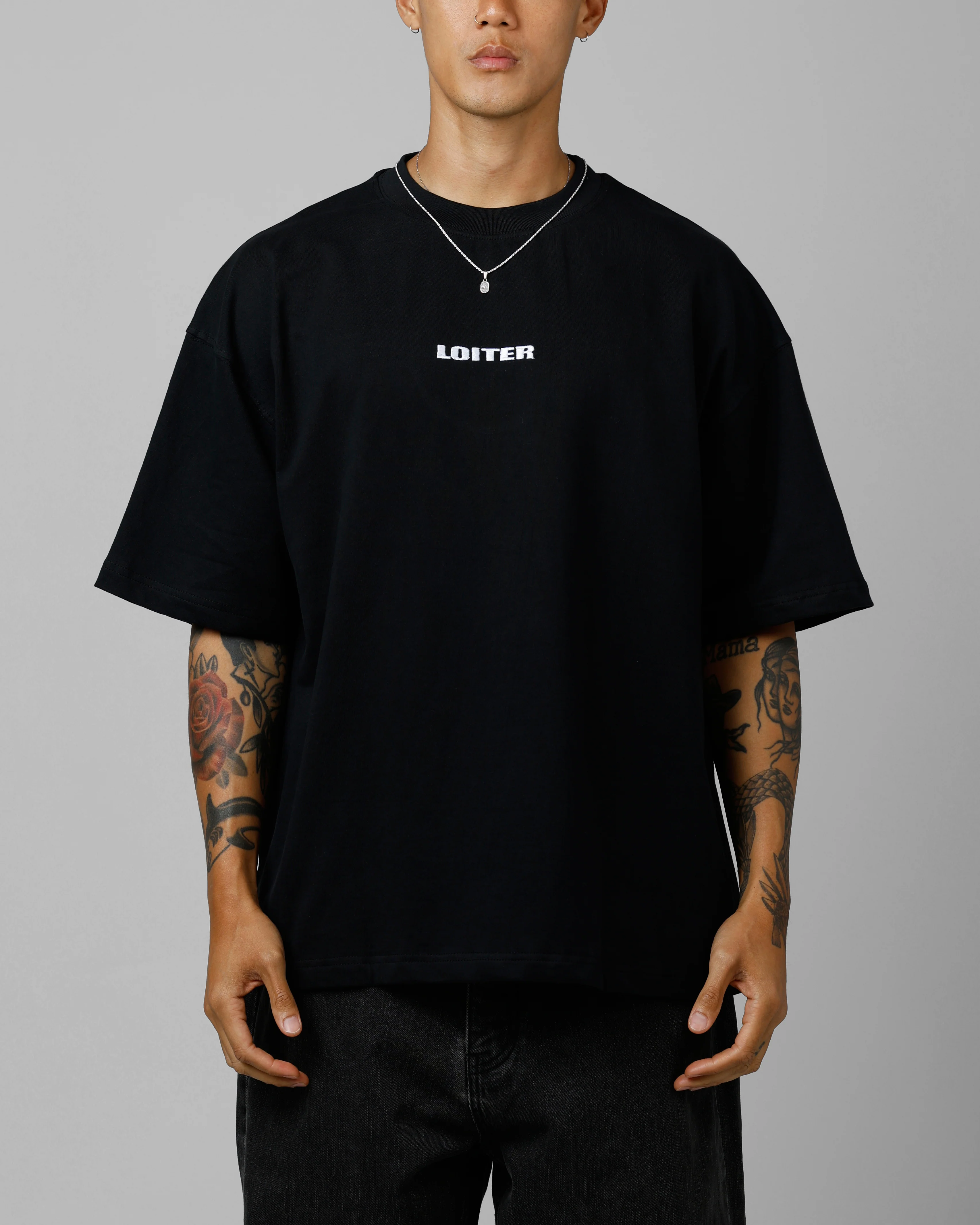 Loiter Script Boxy T-Shirt Black - Image 2
