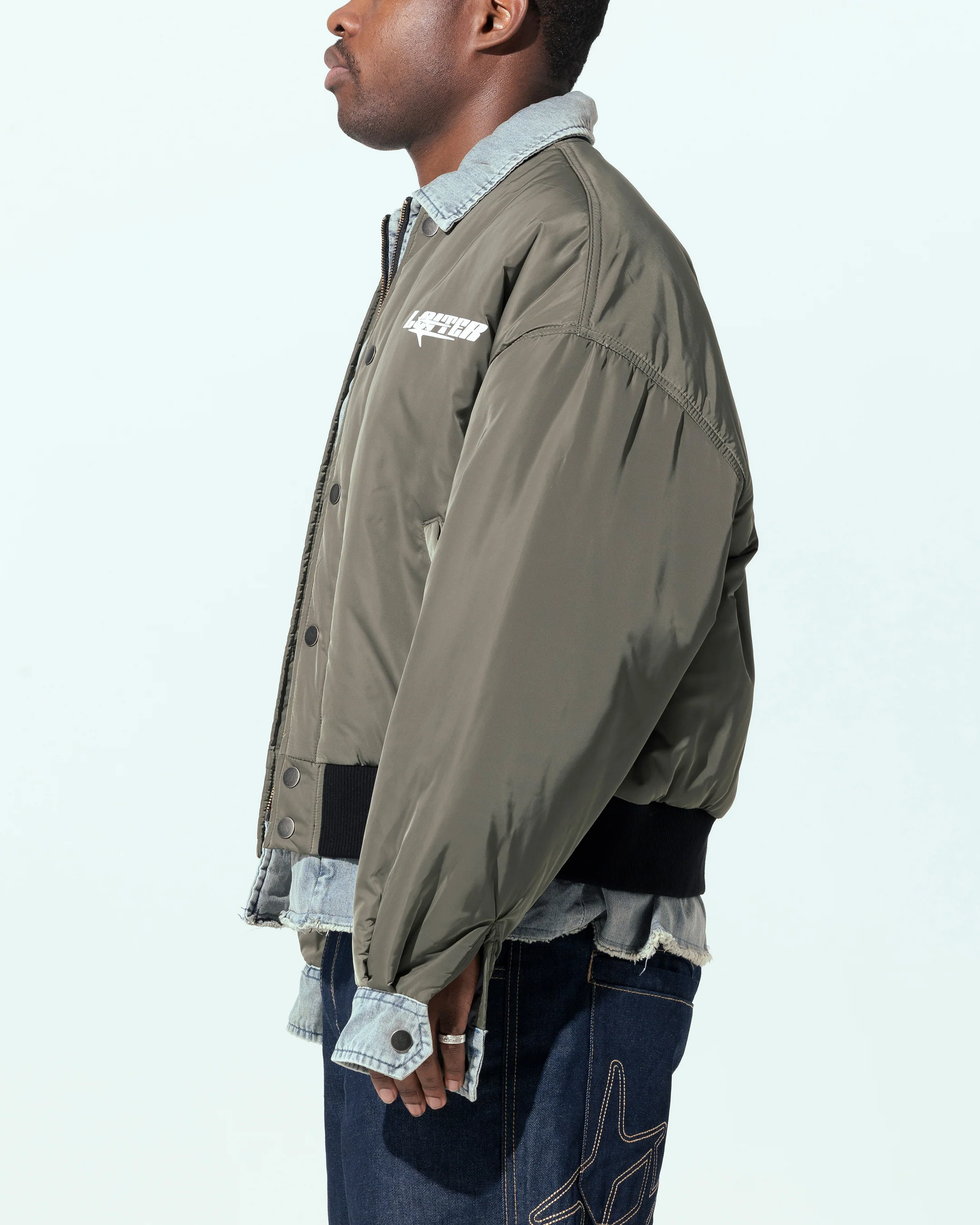 Loiter Shadow Layered Bomber Jacket Khaki - Image 6