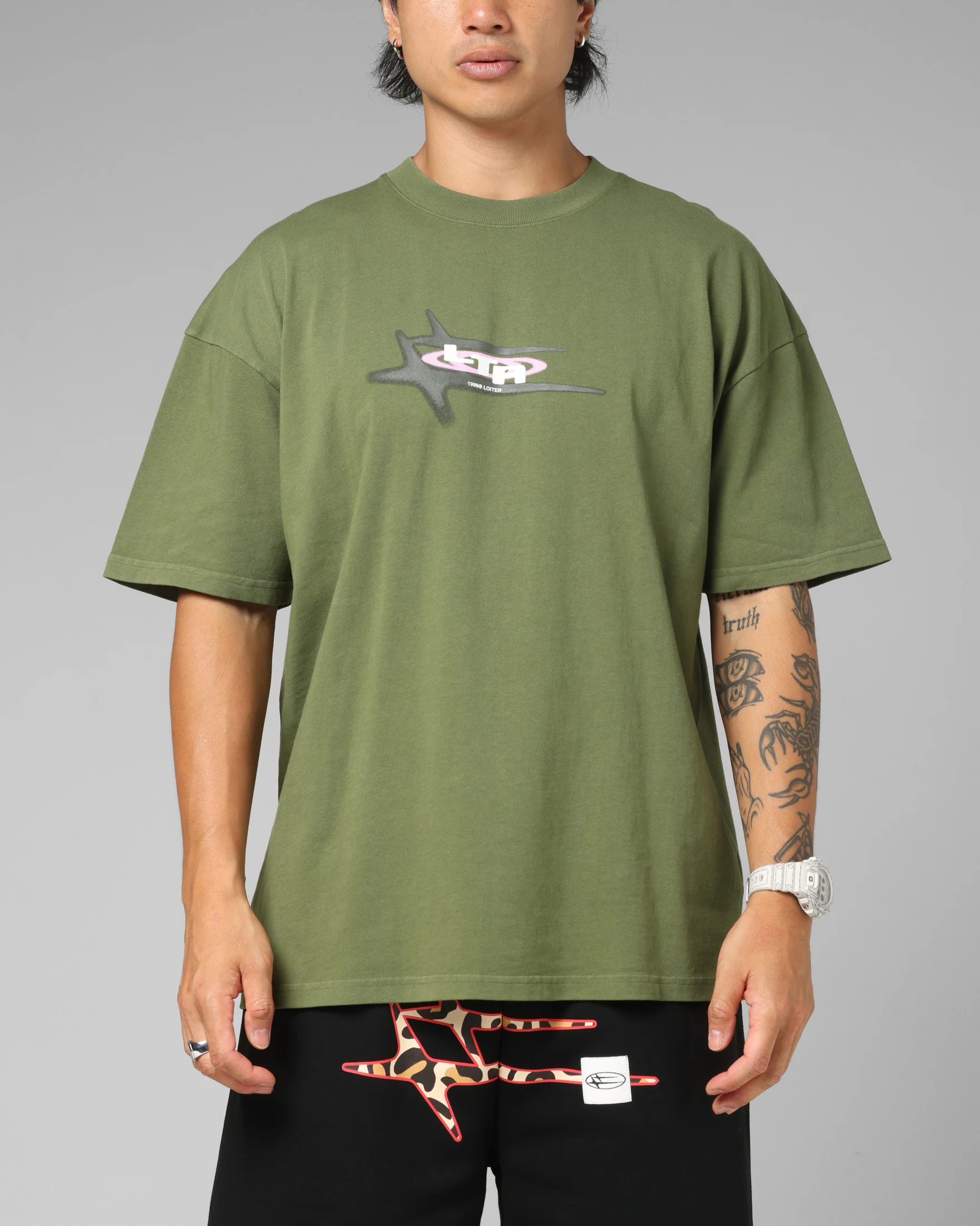 Loiter Shadowmark T-Shirt Olive Green - Image 2