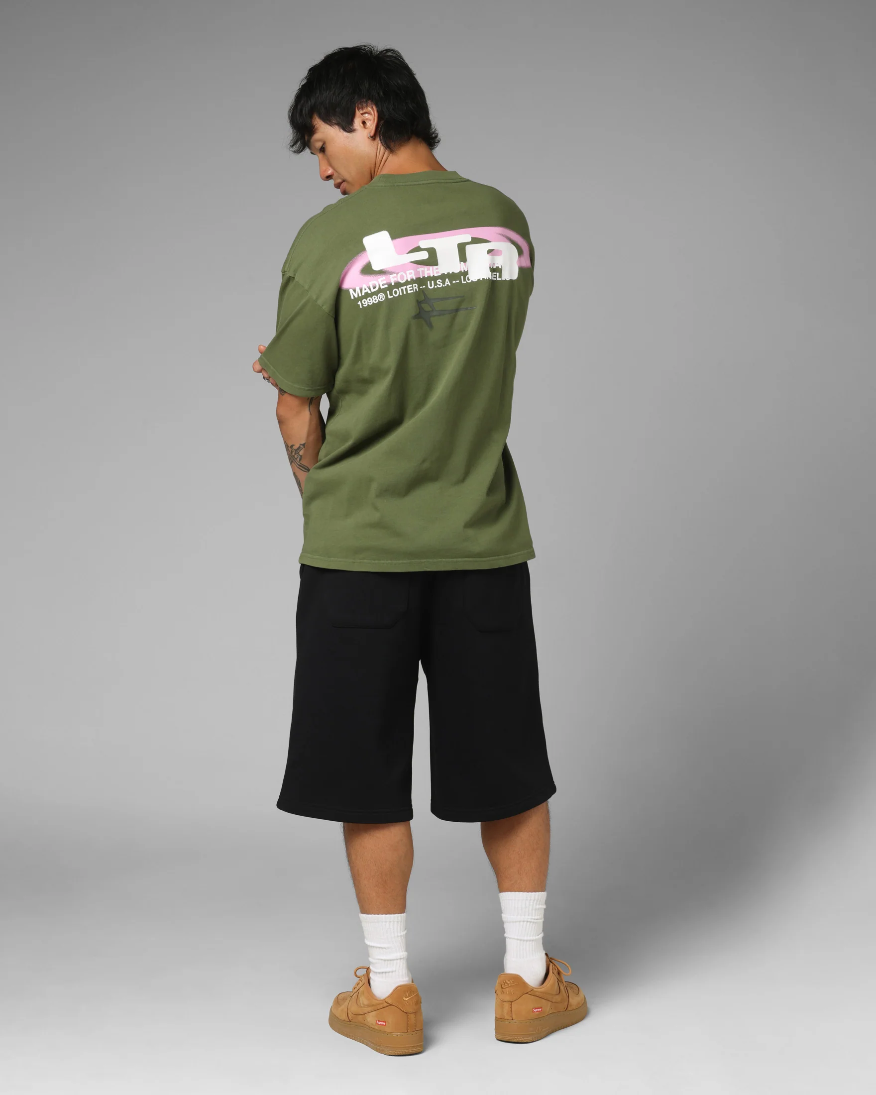 Loiter Shadowmark T-Shirt Olive Green - Image 3
