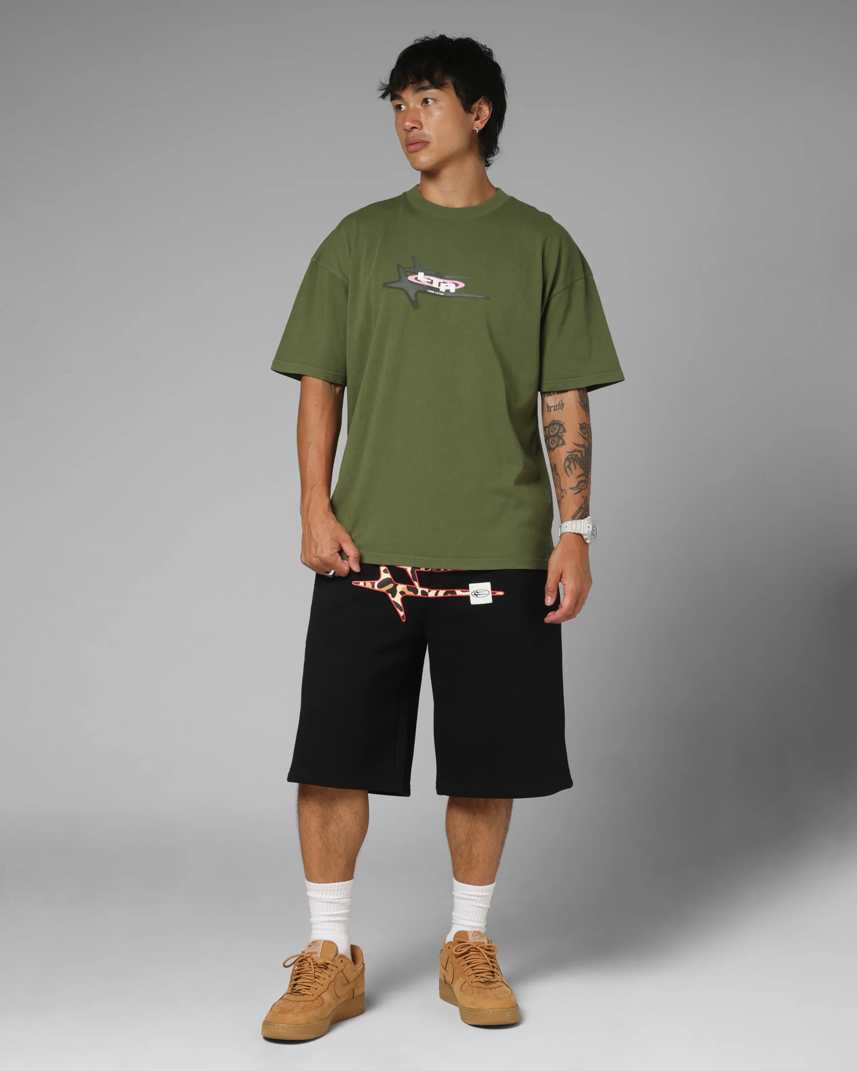 Loiter Shadowmark T-Shirt Olive Green - Image 4