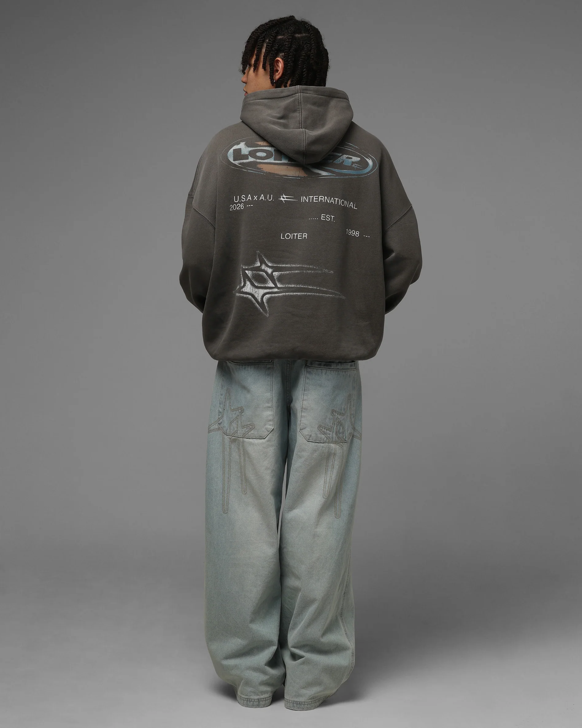 Loiter Speedform Hoodie Washed Charcoal - Image 4