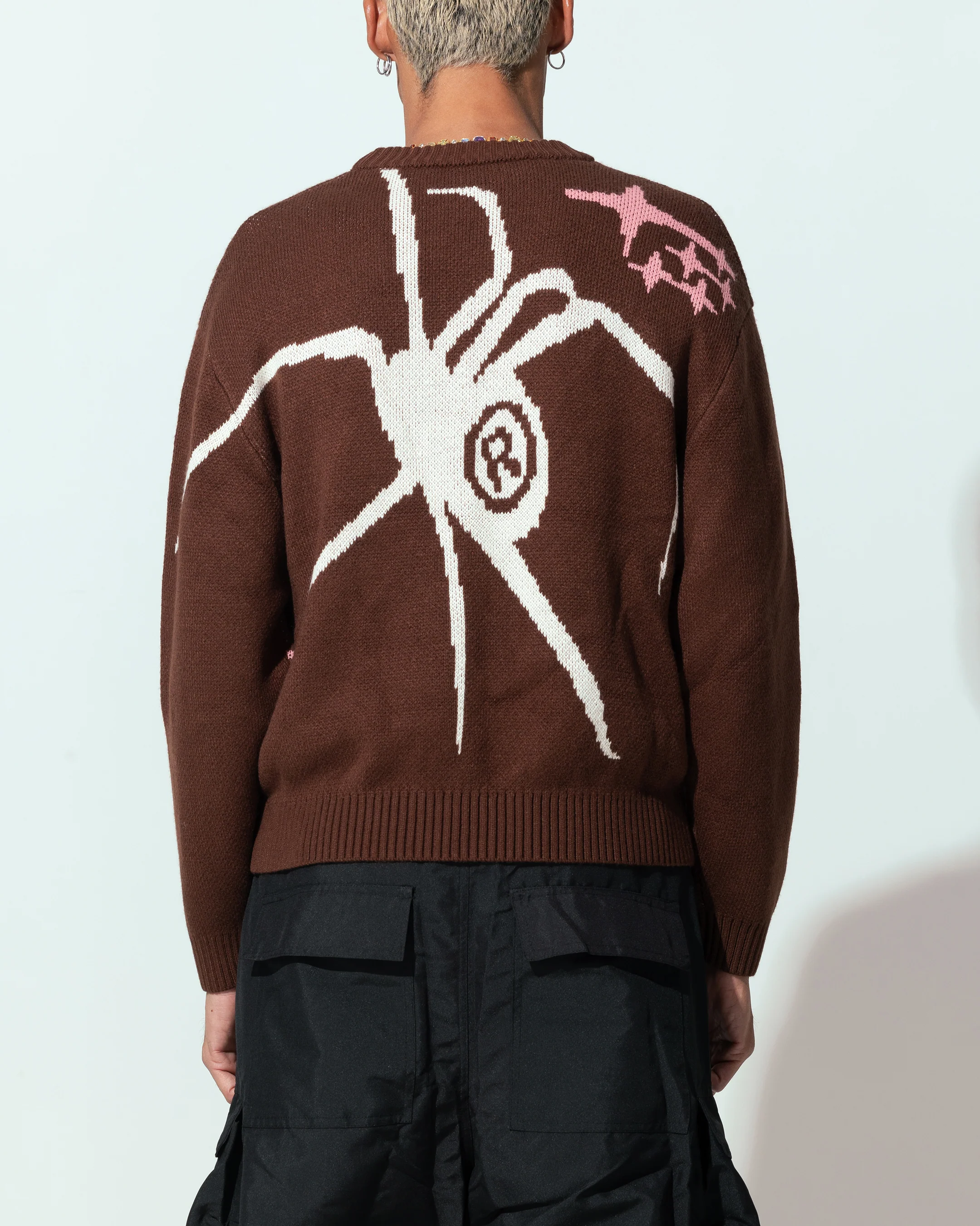 Loiter Spider Knit Sweater Brown - Image 2