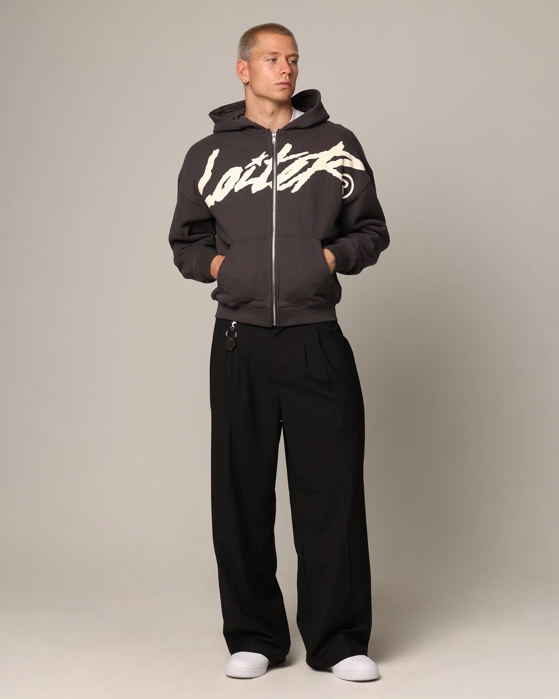Loiter Spider Zip Hoodie Charcoal - Image 3