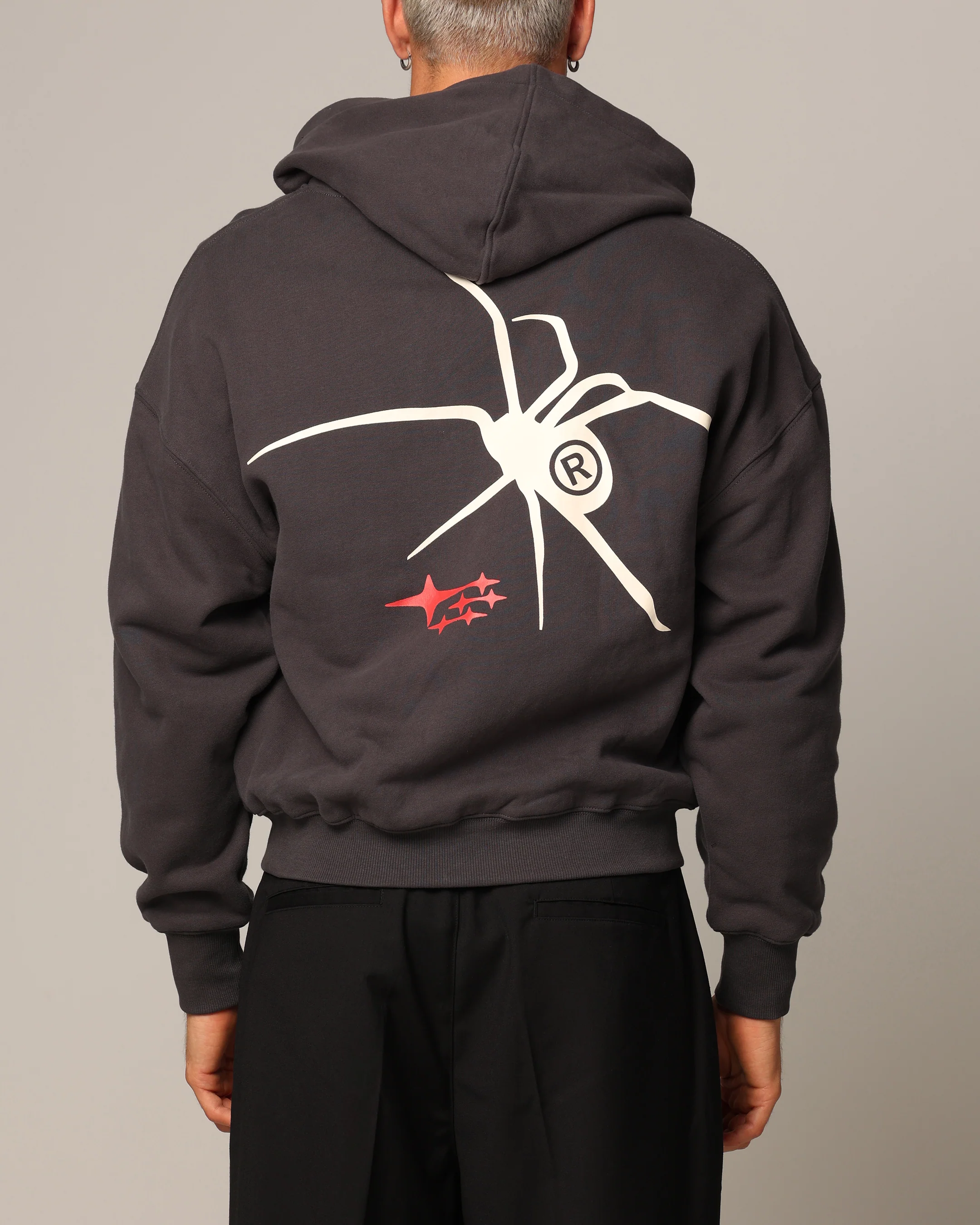 Loiter Spider Zip Hoodie Charcoal - Image 4