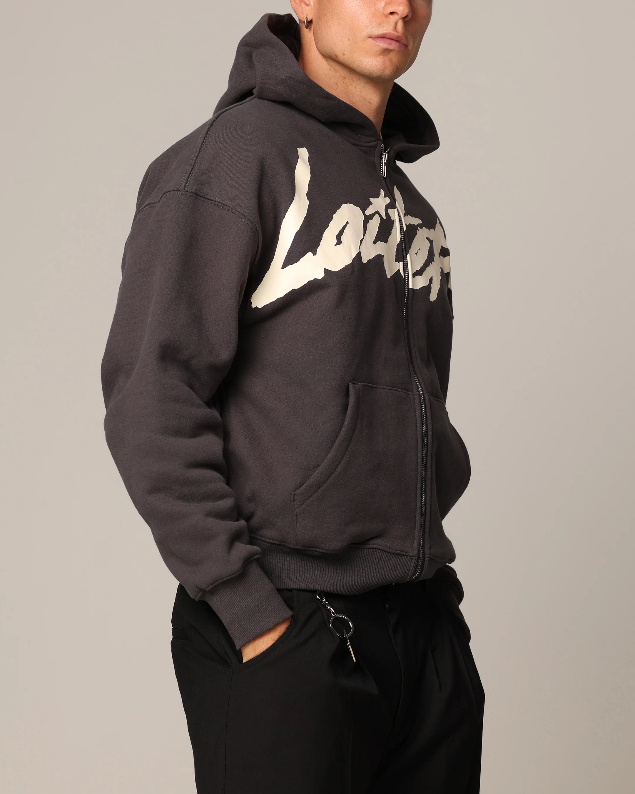 Loiter Spider Zip Hoodie Charcoal - Image 5