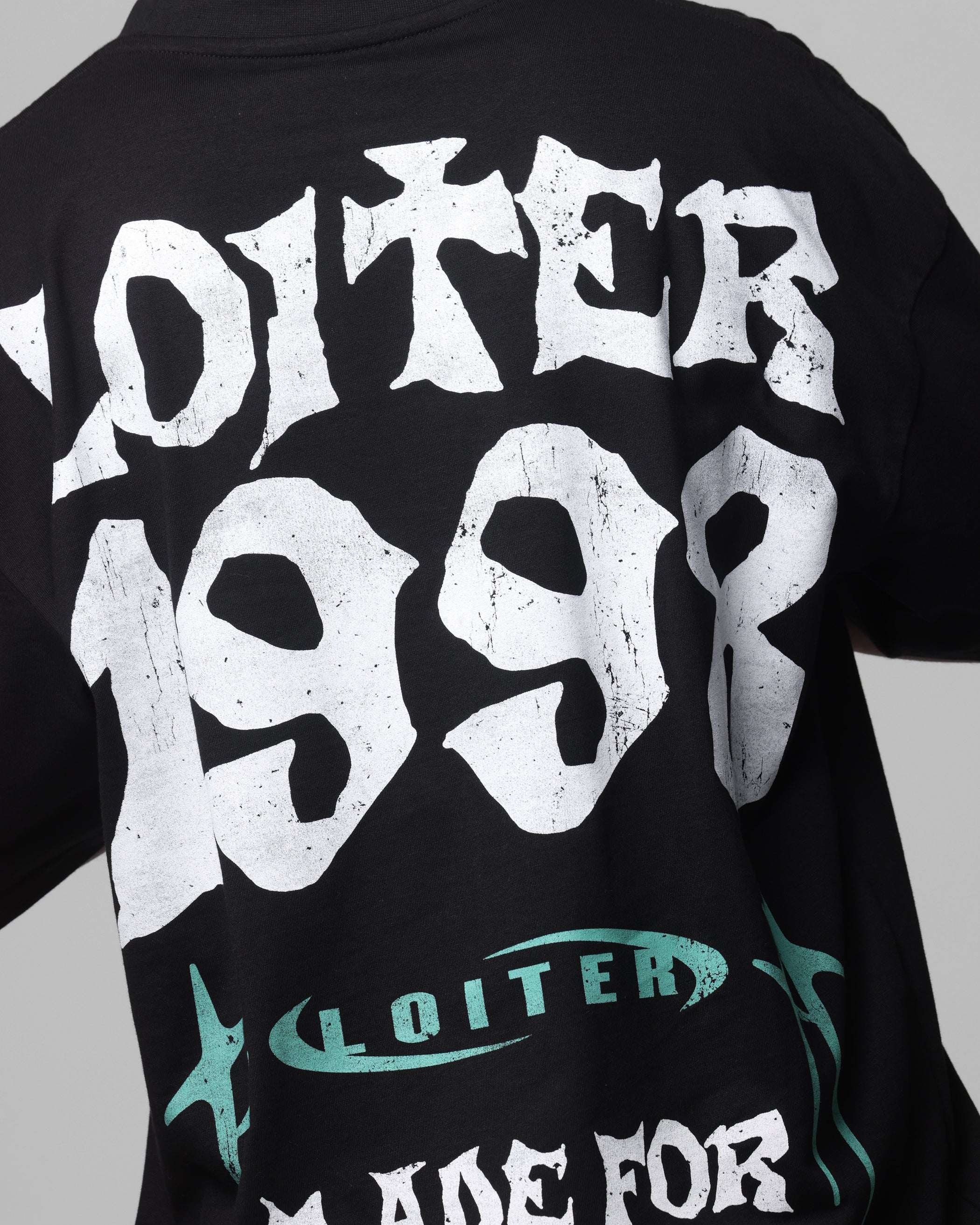 Loiter Staple Logo Drop T-Shirt Black - Image 7