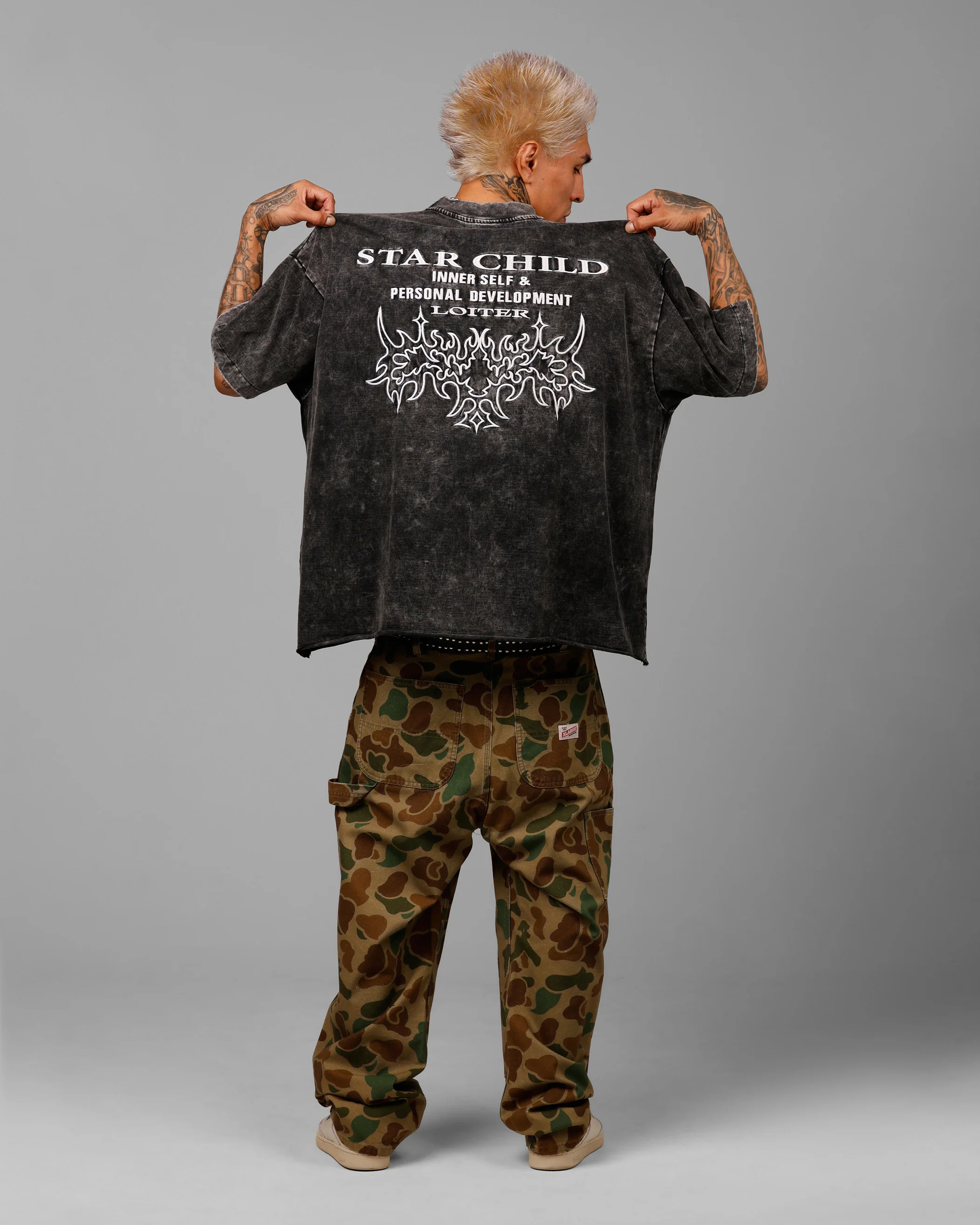 Loiter Star Child Pocket T-Shirt Black Wash - Image 6