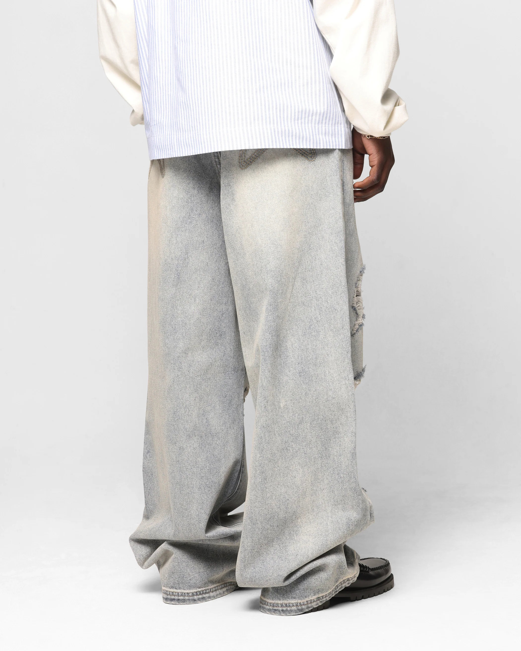Loiter Star Layered Distressed Jeans Washed Blue - Image 5