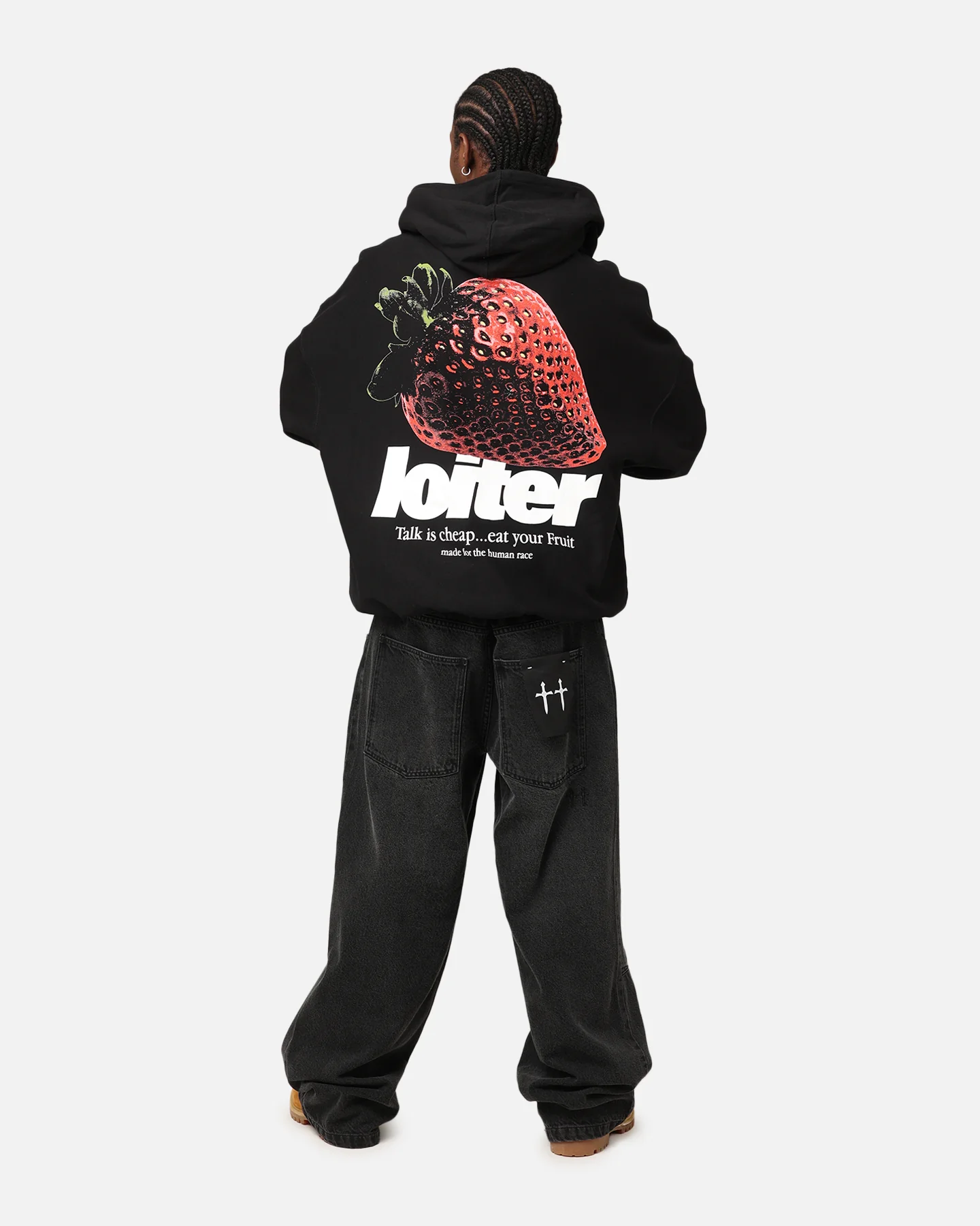 Loiter Strawberry Hoodie Black - Image 4