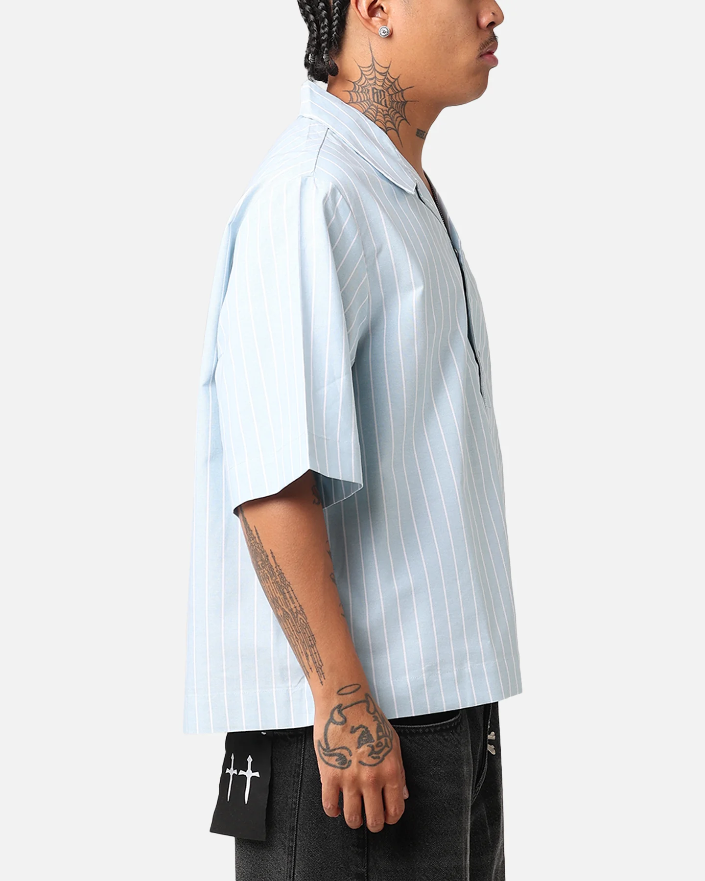 Loiter Studio Cropped Button Up Shirt Light Blue - Image 5