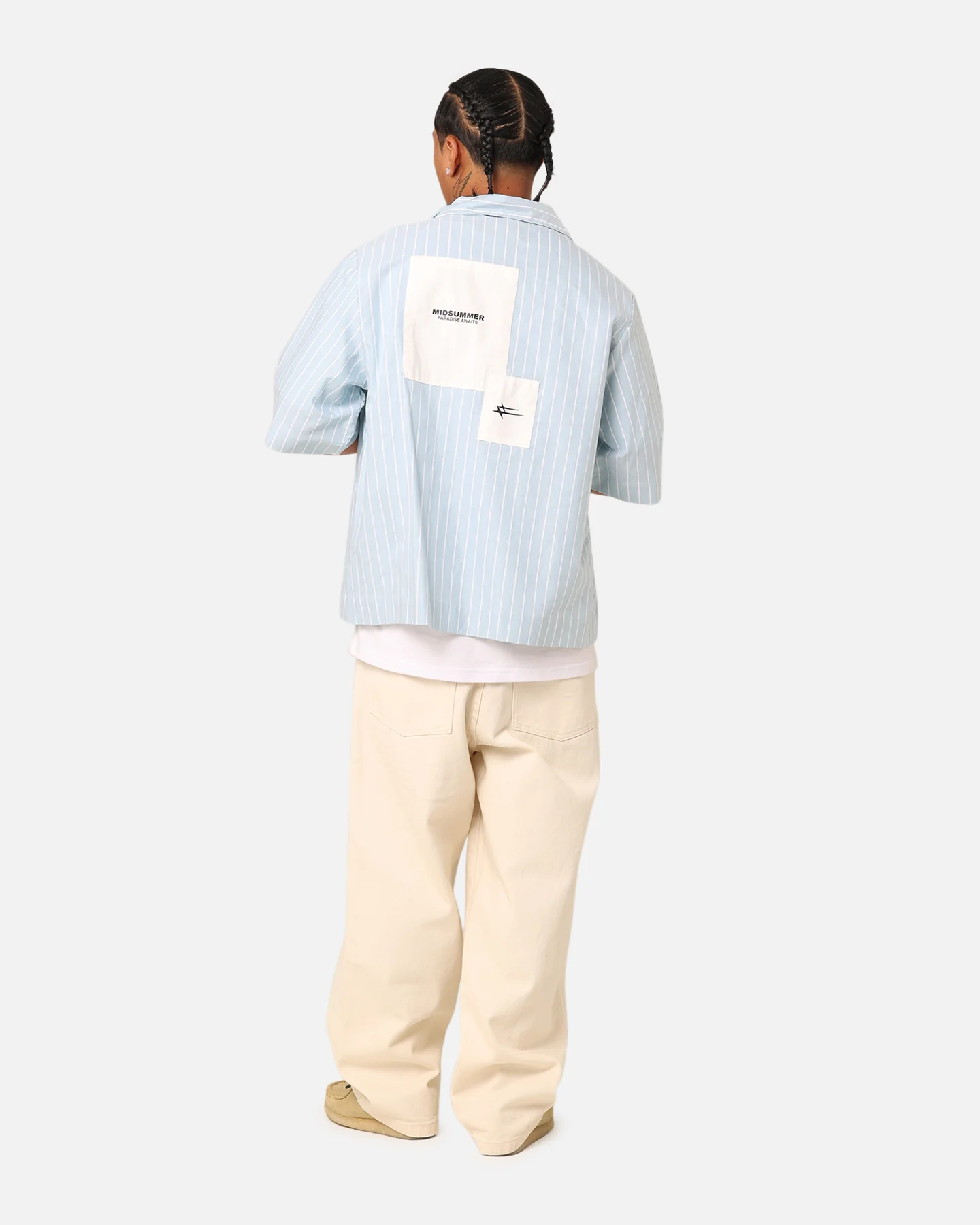 Loiter Studio Cropped Button Up Shirt Light Blue - Image 8