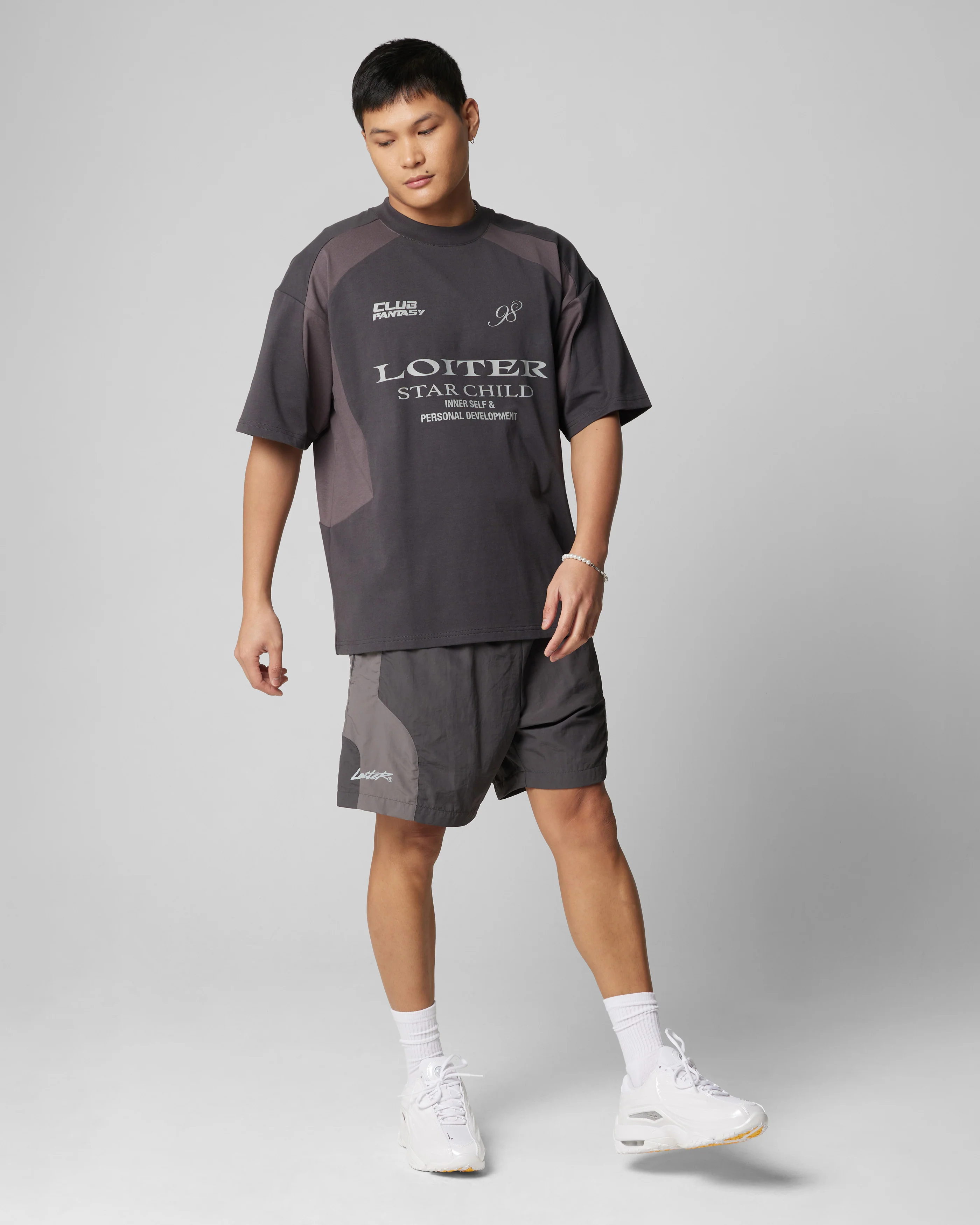 Loiter Subcultural Panel T-Shirt Charcoal - Image 3