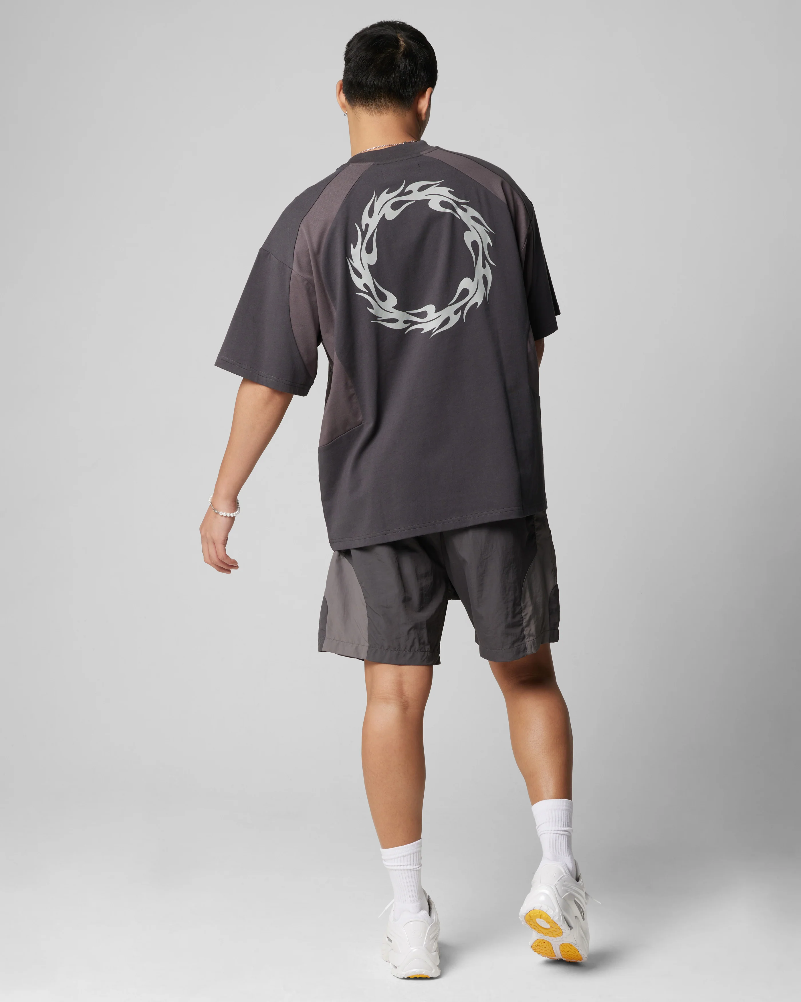 Loiter Subcultural Panel T-Shirt Charcoal - Image 4