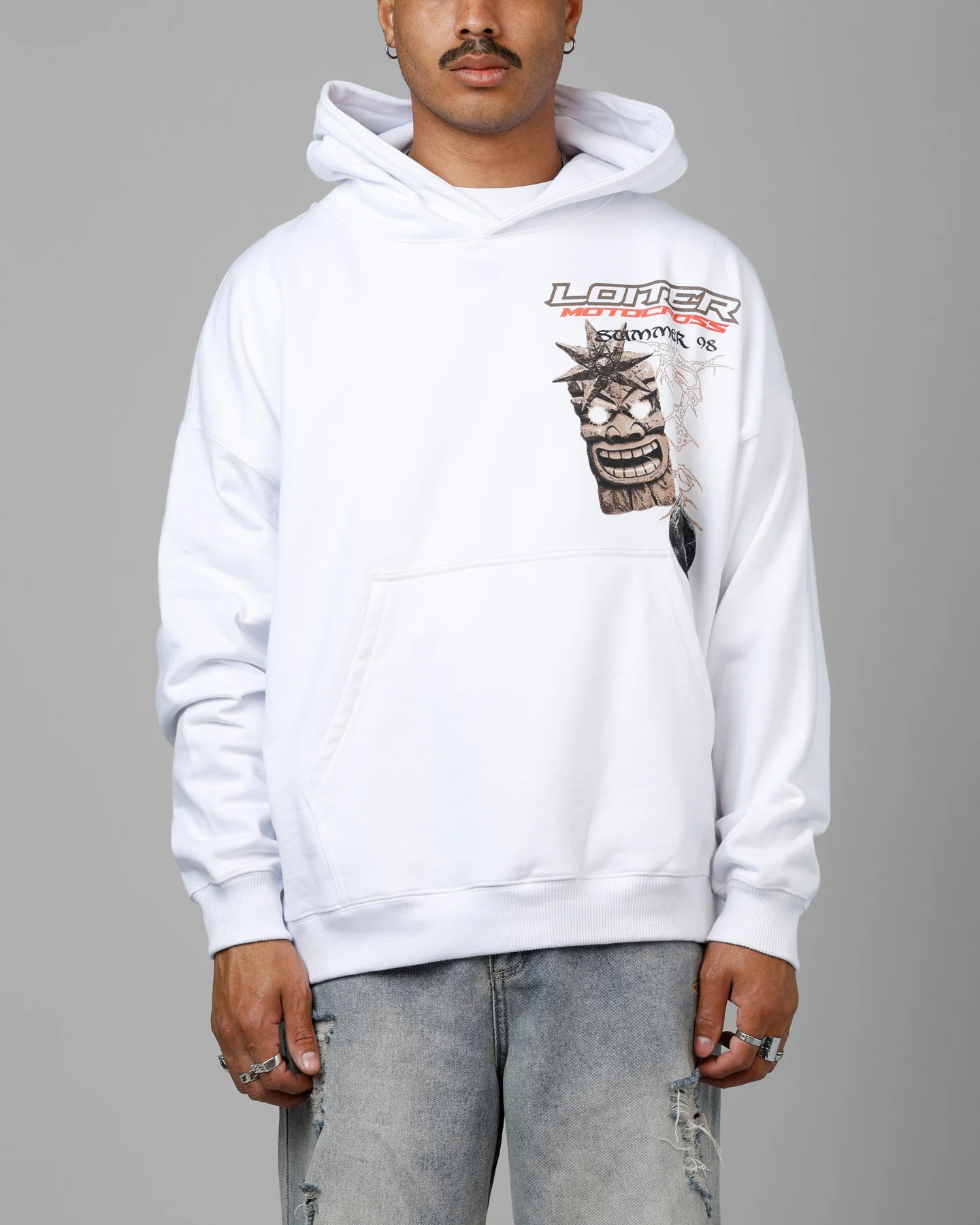 Loiter Summer Motocross Premium Hoodie White - Image 2