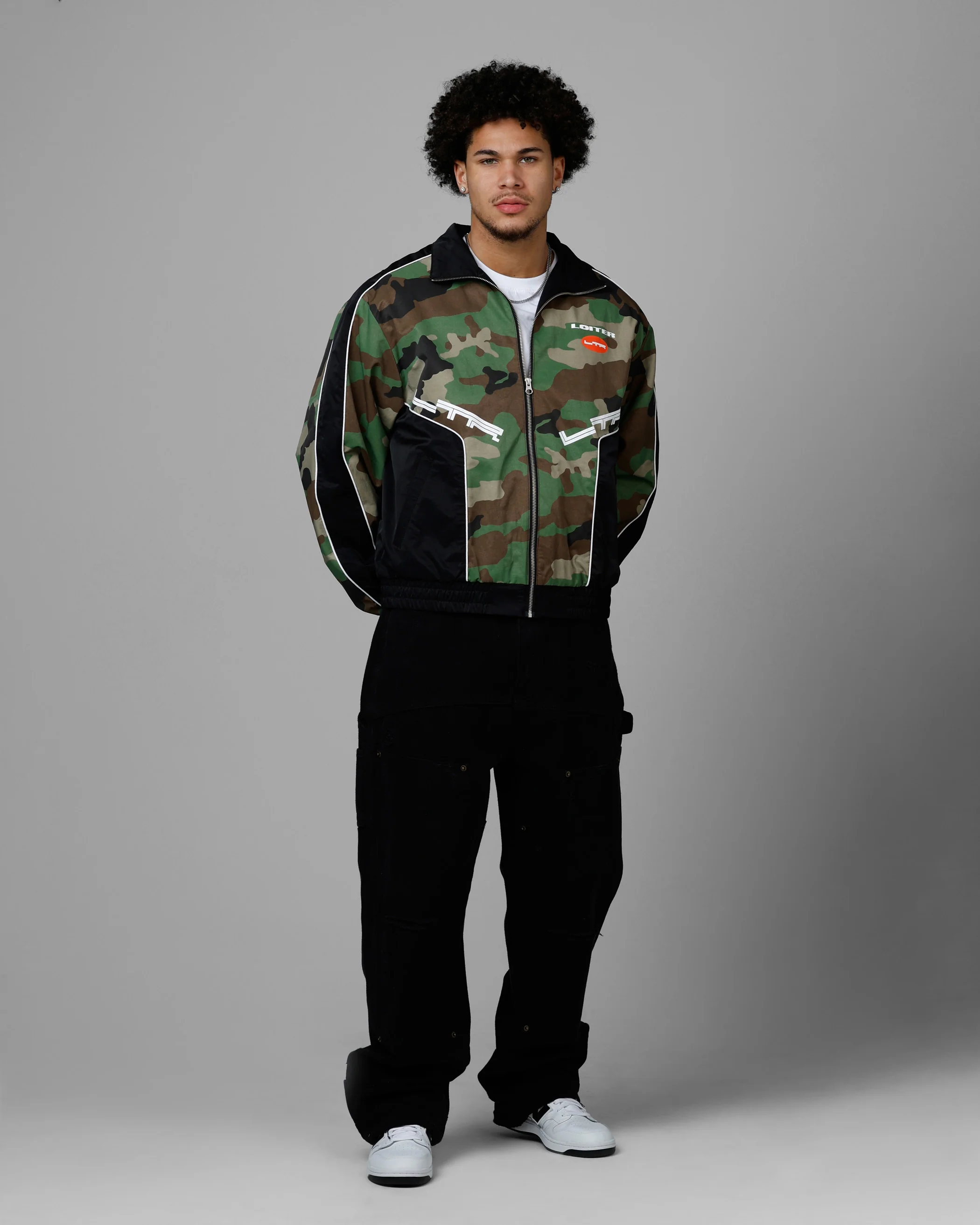 Loiter Tactical Track Jacket Woodland Camo - Image 3