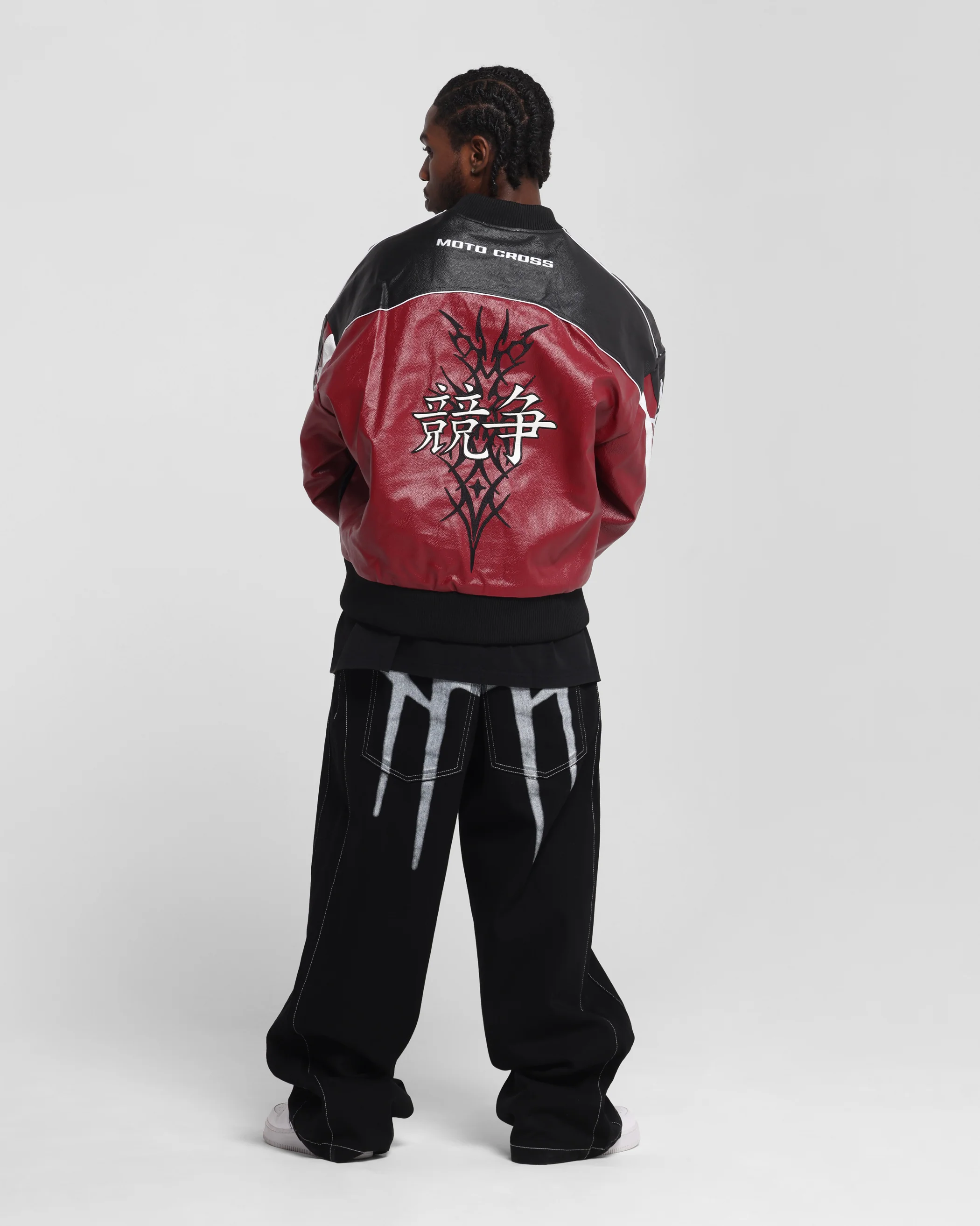 Loiter Tokyo Drift Vegan Leather Jacket Red - Image 4