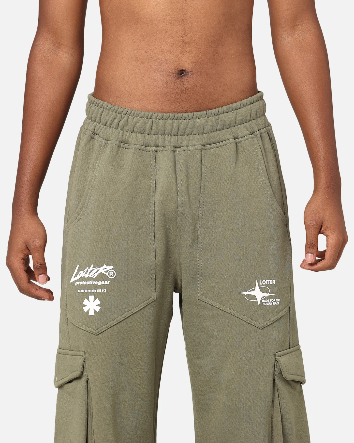Loiter Utopia Cargo Sweat Pants Khaki Green - Image 6