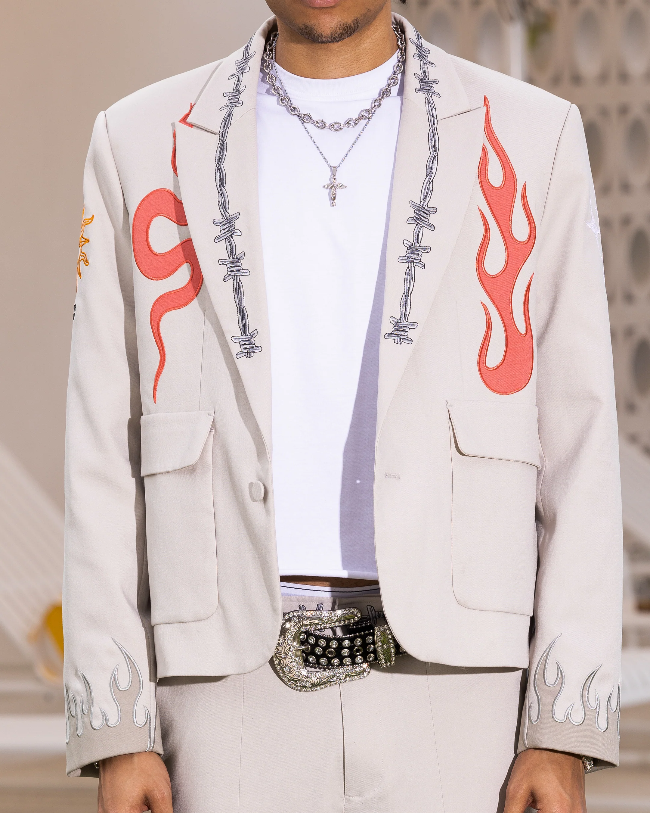 Loiter Western Blazer Jacket Off White - Image 4