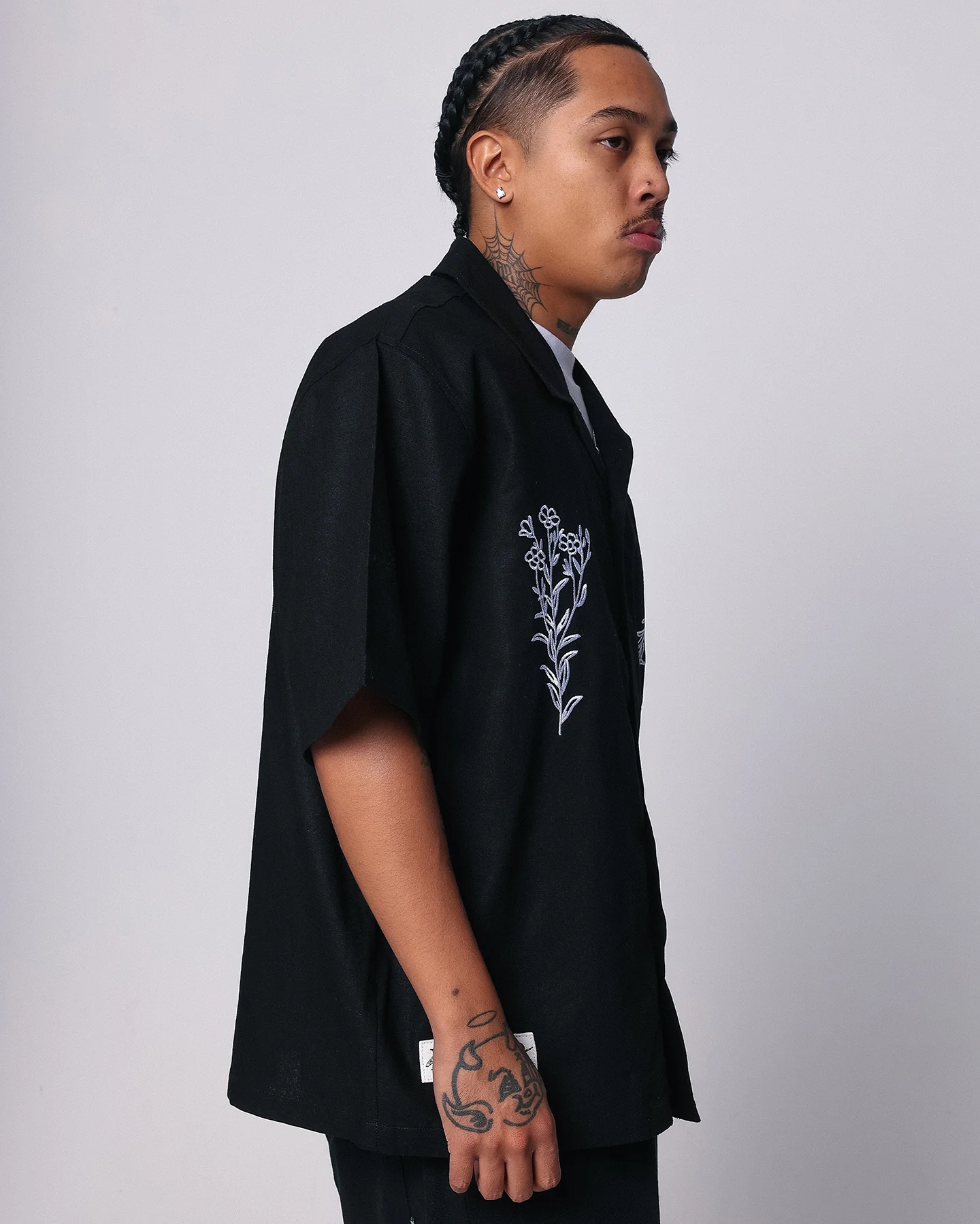 Loiter Witness Button Up T-Shirt Black - Image 6