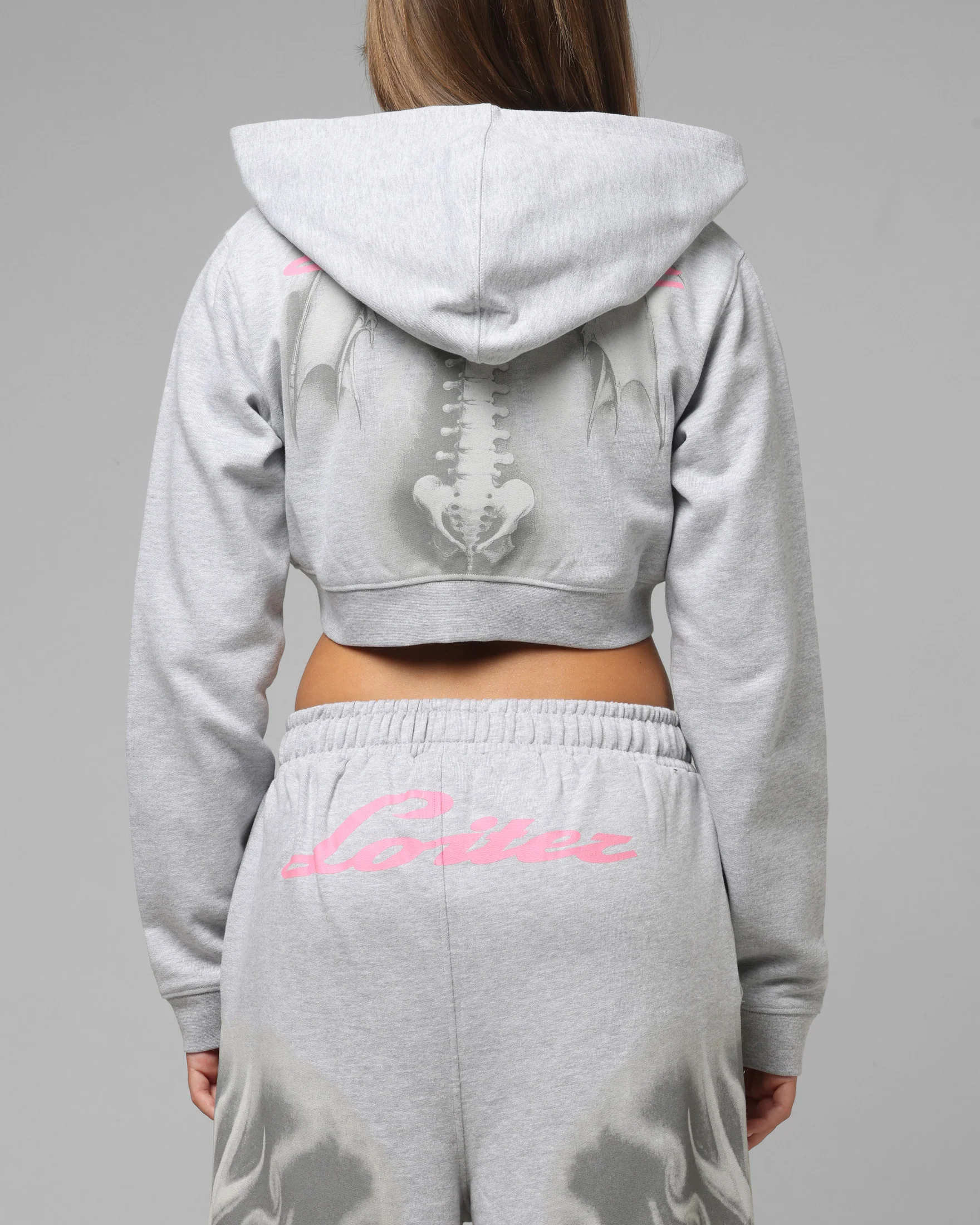 Loiter Women's Drako Cropped Hoodie Grey Marle - Image 2