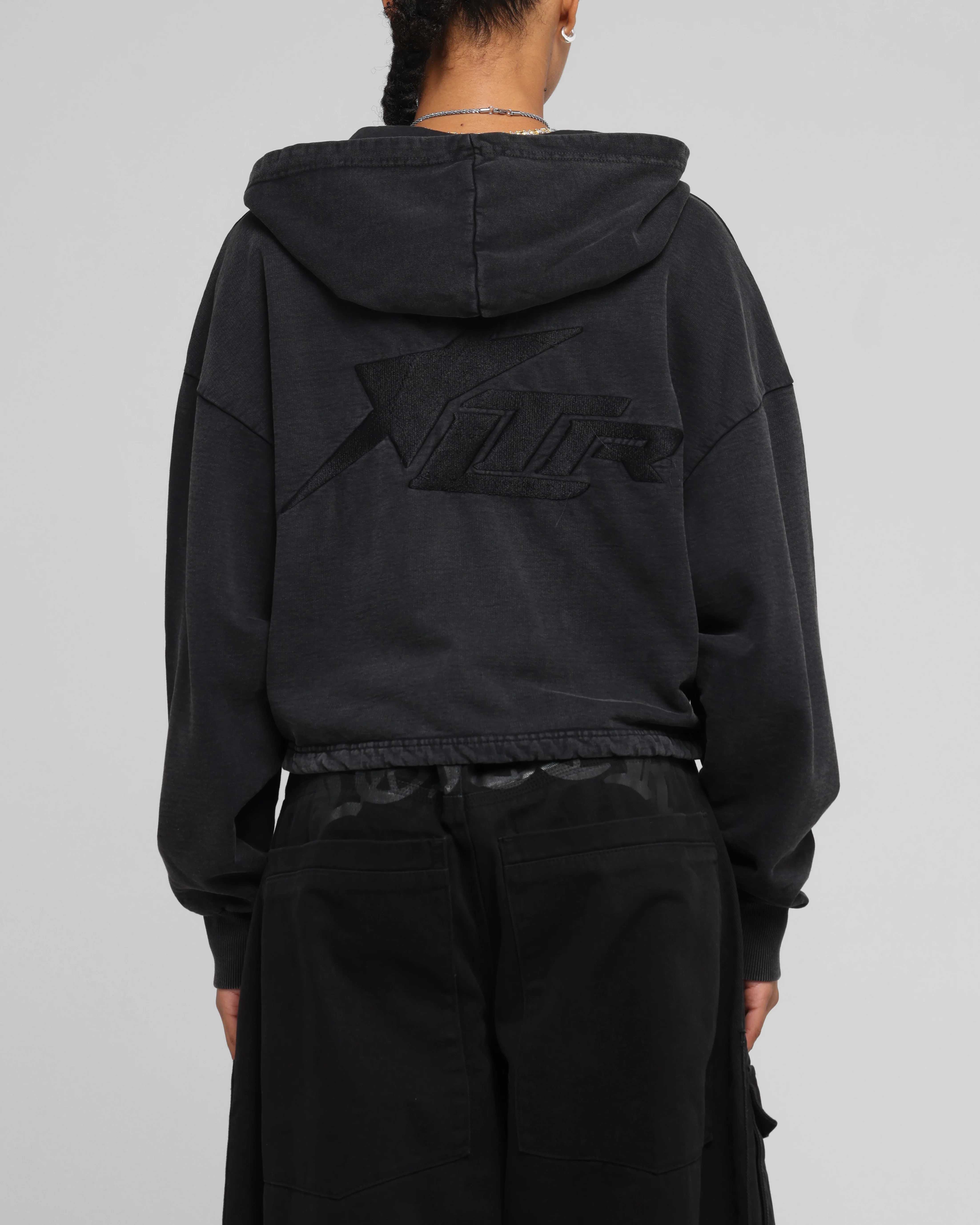 Loiter Women's Utility Cropped Hoodie Washed Black - Image 2