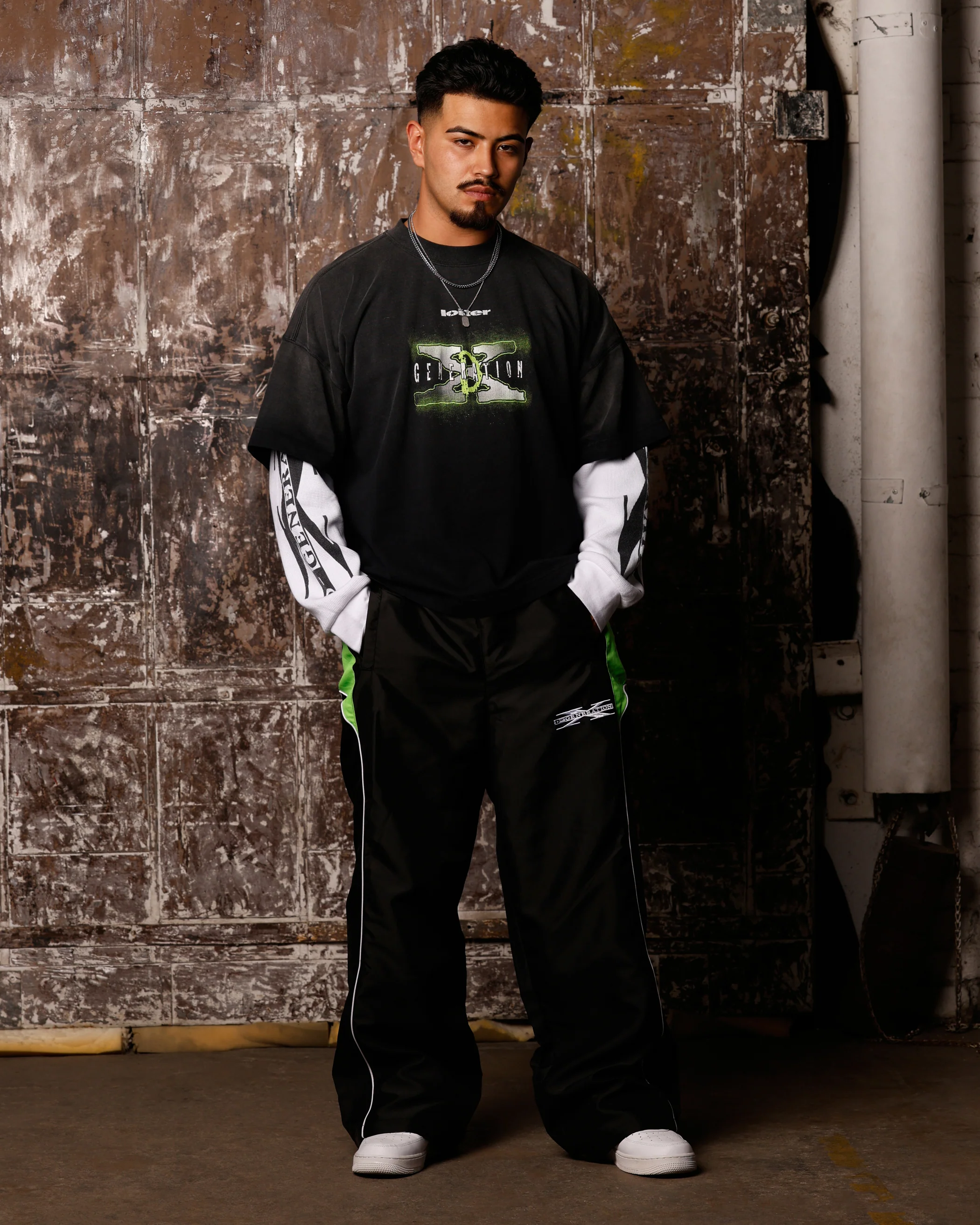 Loiter X WWE DX Generation Track Pants Black/Green - Image 2