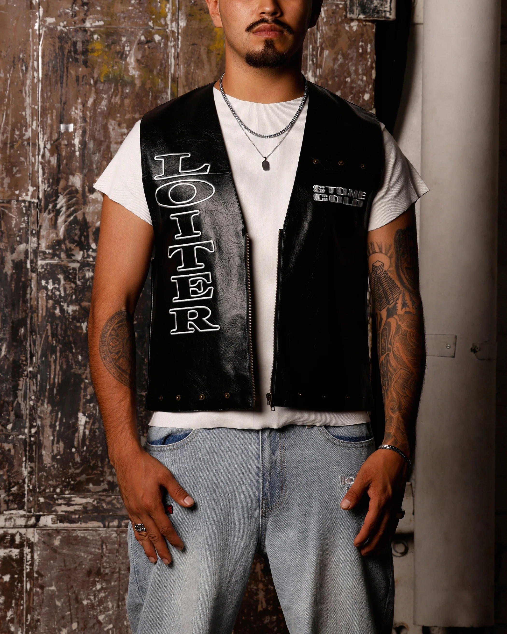 Loiter X WWE Stone Cold Leather Vest Black - Image 2