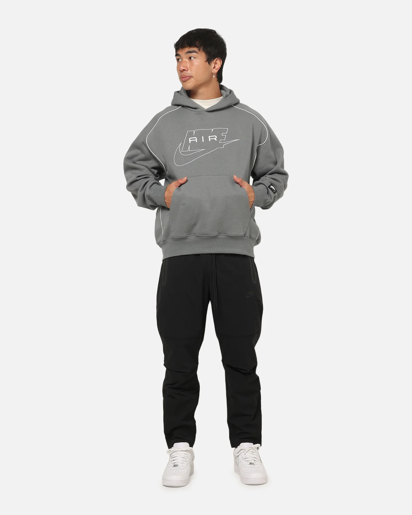Nike Air Fleece Pullover Hoodie Smoke Grey - Image 2