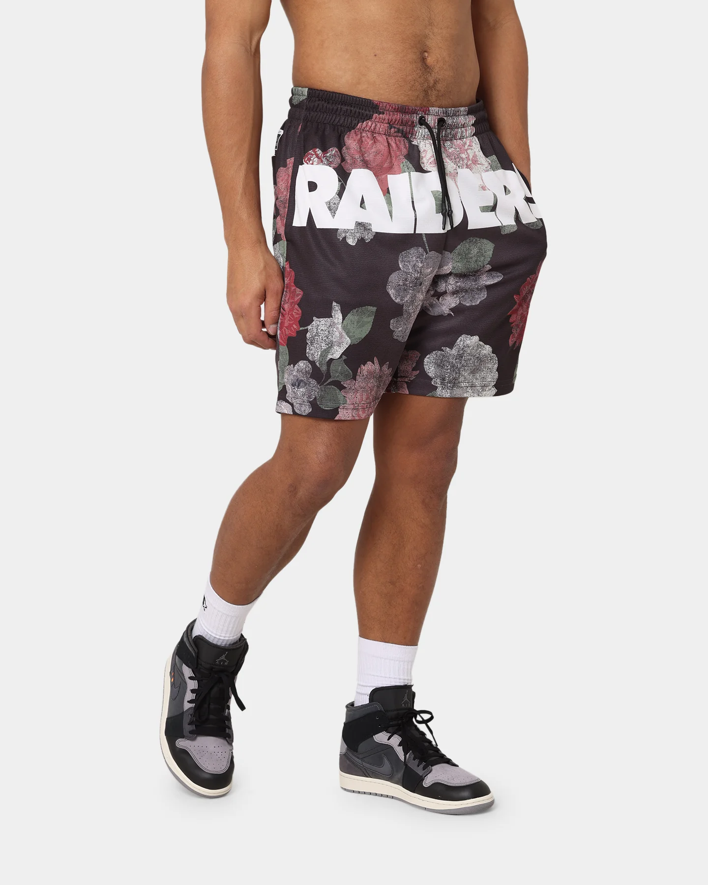 Majestic Athletic Las Vegas Raiders Digi Floral Camo Shorts Faded Black - Image 5