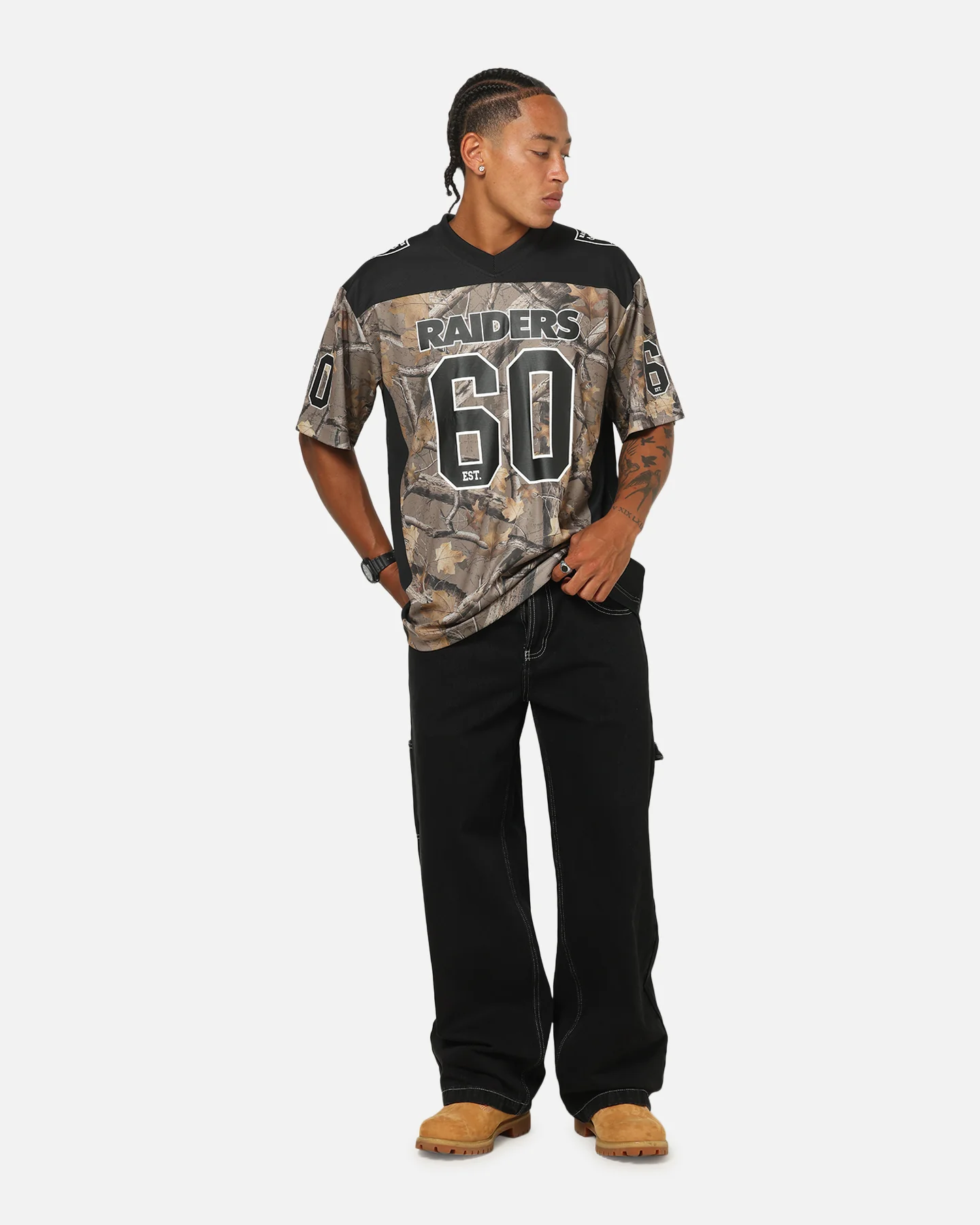 Majestic Athletic Las Vegas Raiders Mesh Oversized T-Shirt Khaki Forest Camo - Image 2