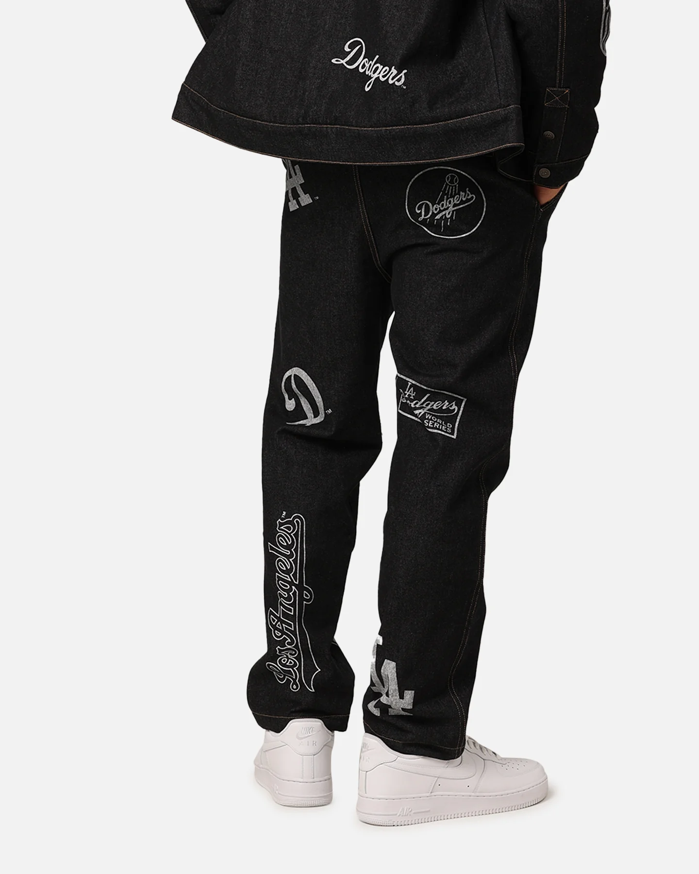 Majestic Athletic Los Angeles Dodgers Etched Denim Jeans Washed Black Denim - Image 5