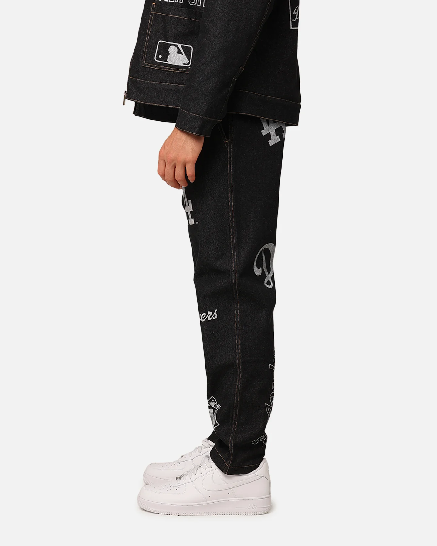 Majestic Athletic Los Angeles Dodgers Etched Denim Jeans Washed Black Denim - Image 6