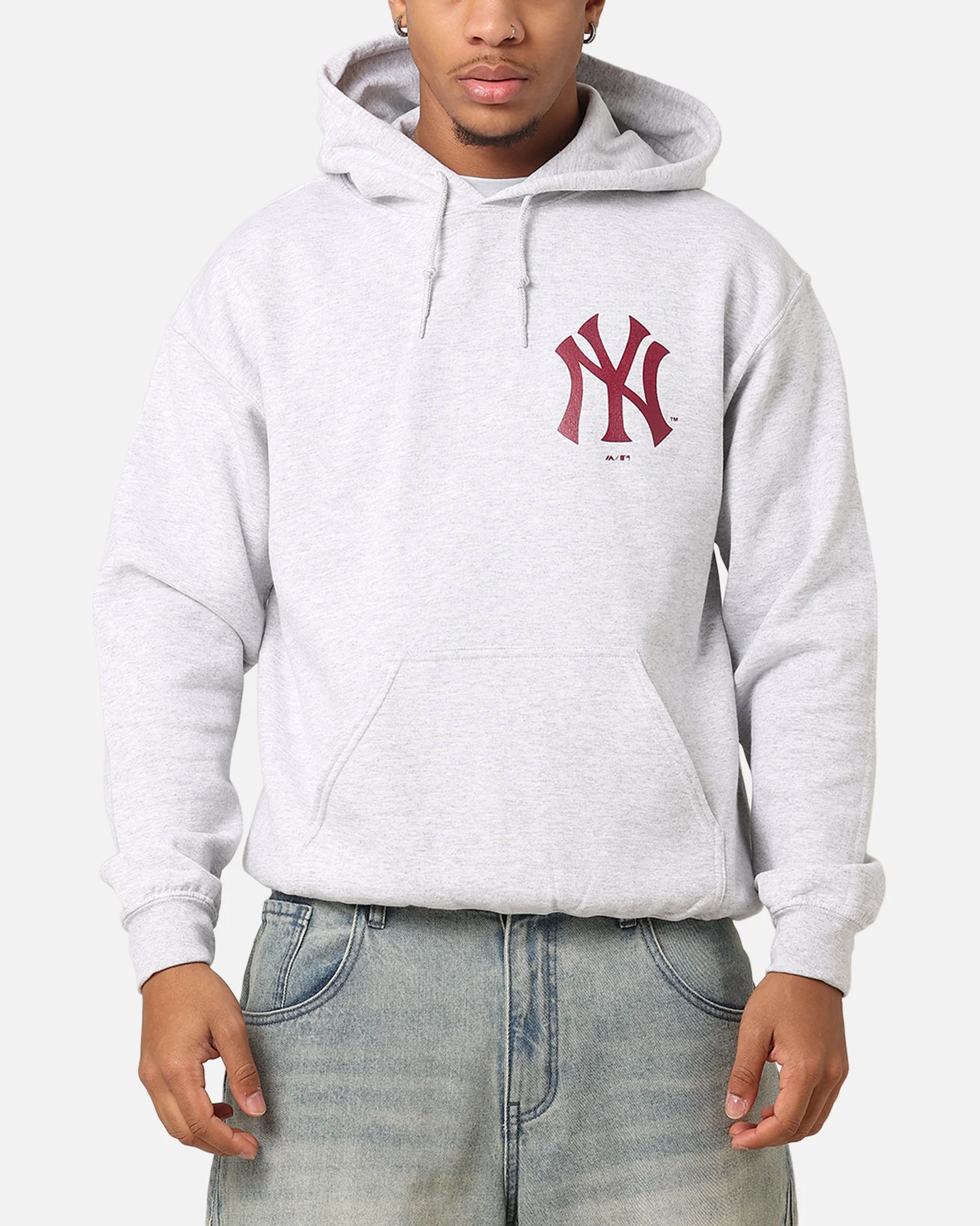 Majestic Athletic New York Yankees Fulter Team Arch Hoodie Grey Marle - Image 2