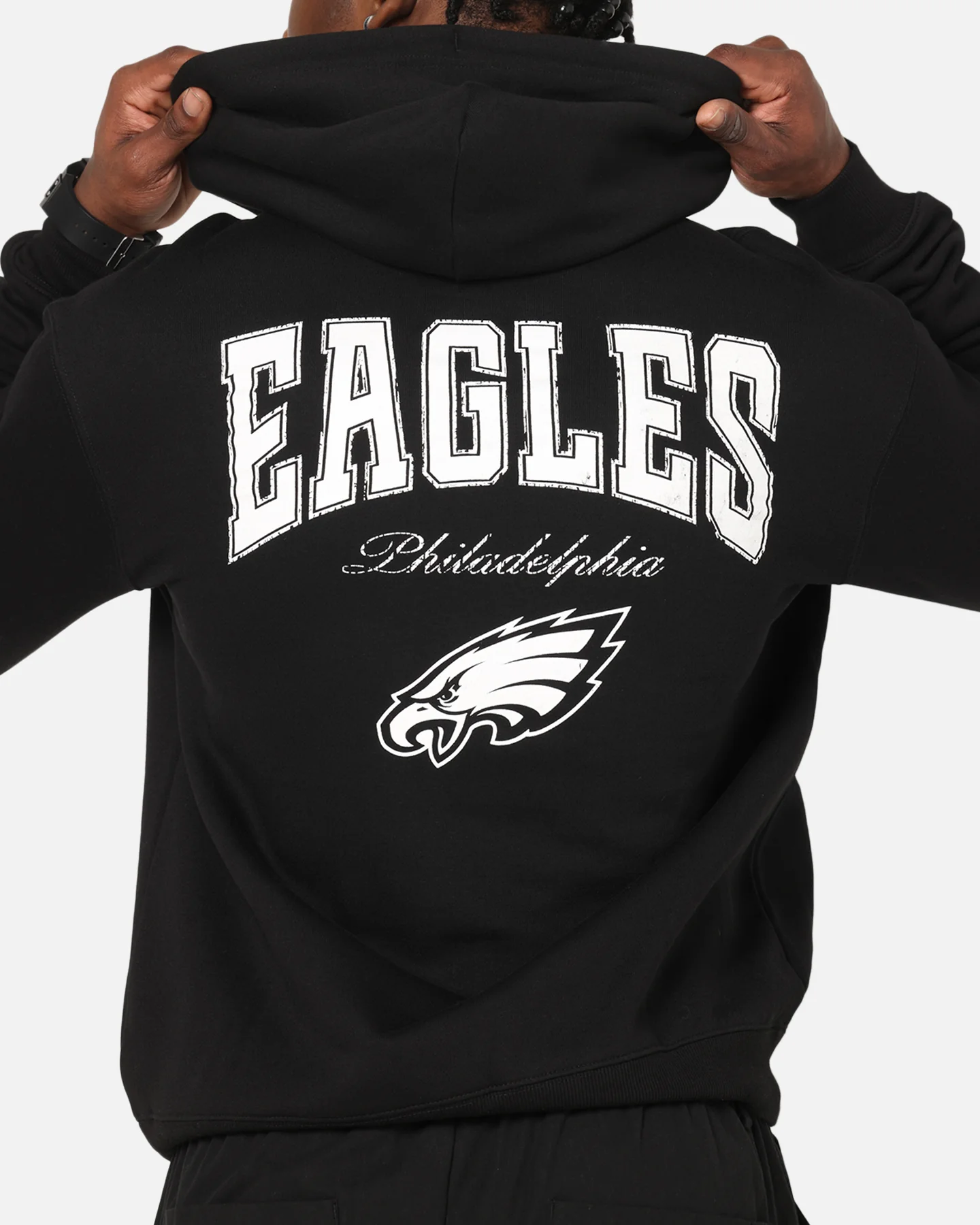 Majestic Athletic Philadelphia Eagles Champs Serial Mono Hoodie Black - Image 7