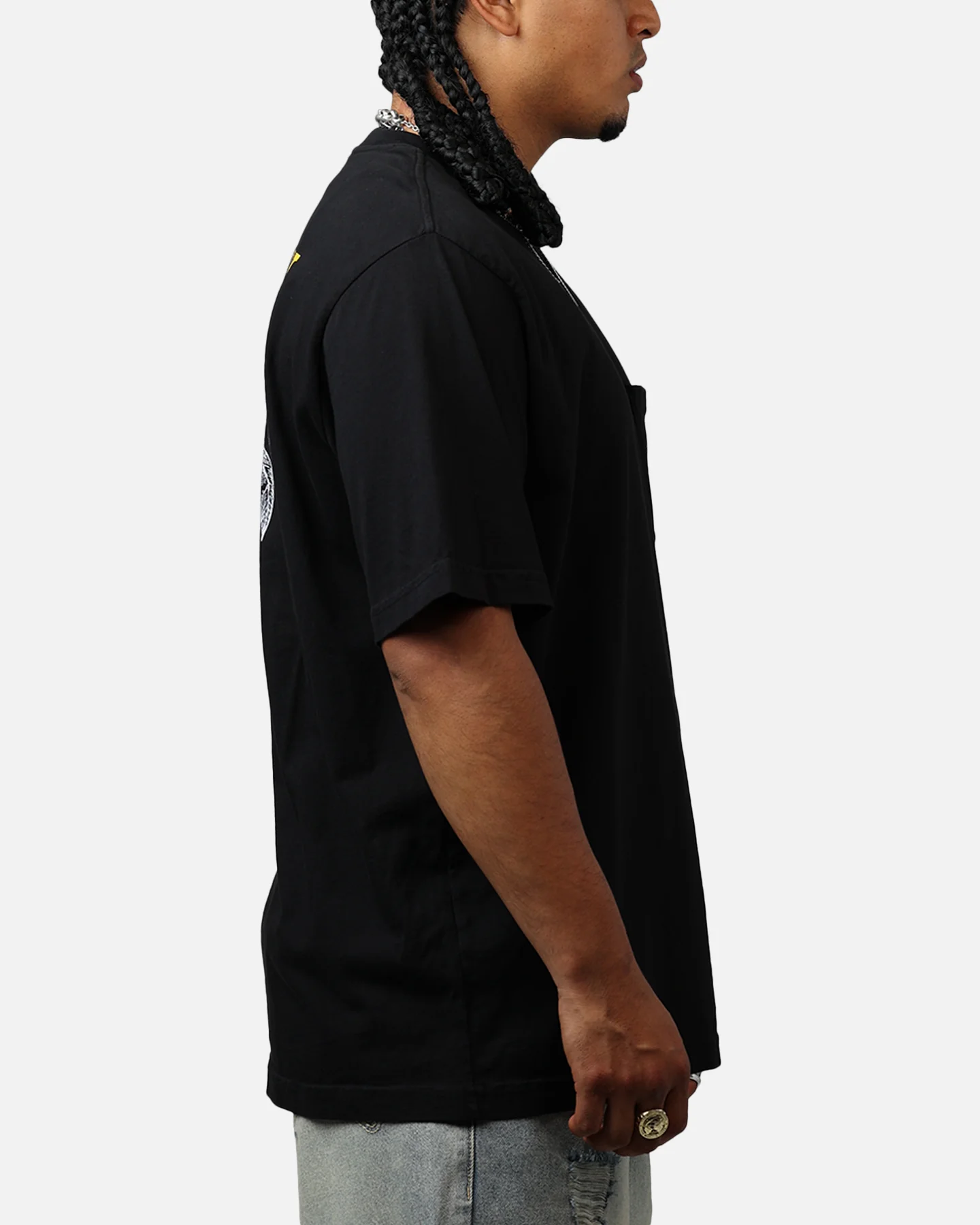 Malbon Citron Pocket T-Shirt Black - Image 4