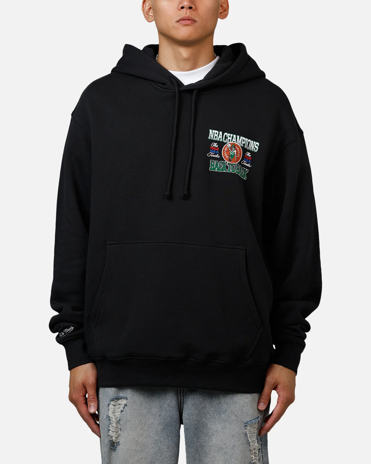 Mitchell & Ness Boston Celtics Back To Back Hoodie Faded Black - Image 2